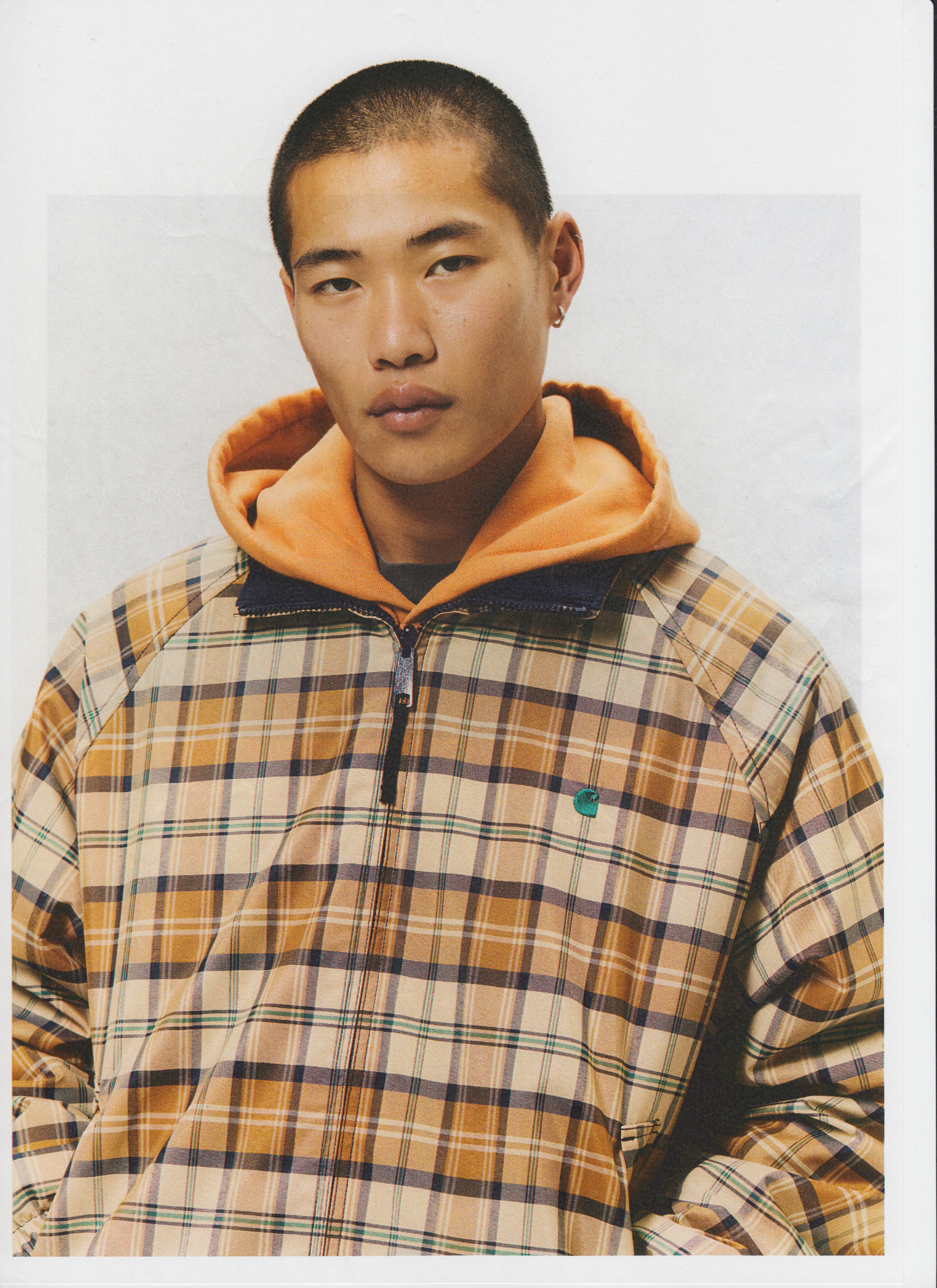 Model wearing a Reversible Planer Check Jacket