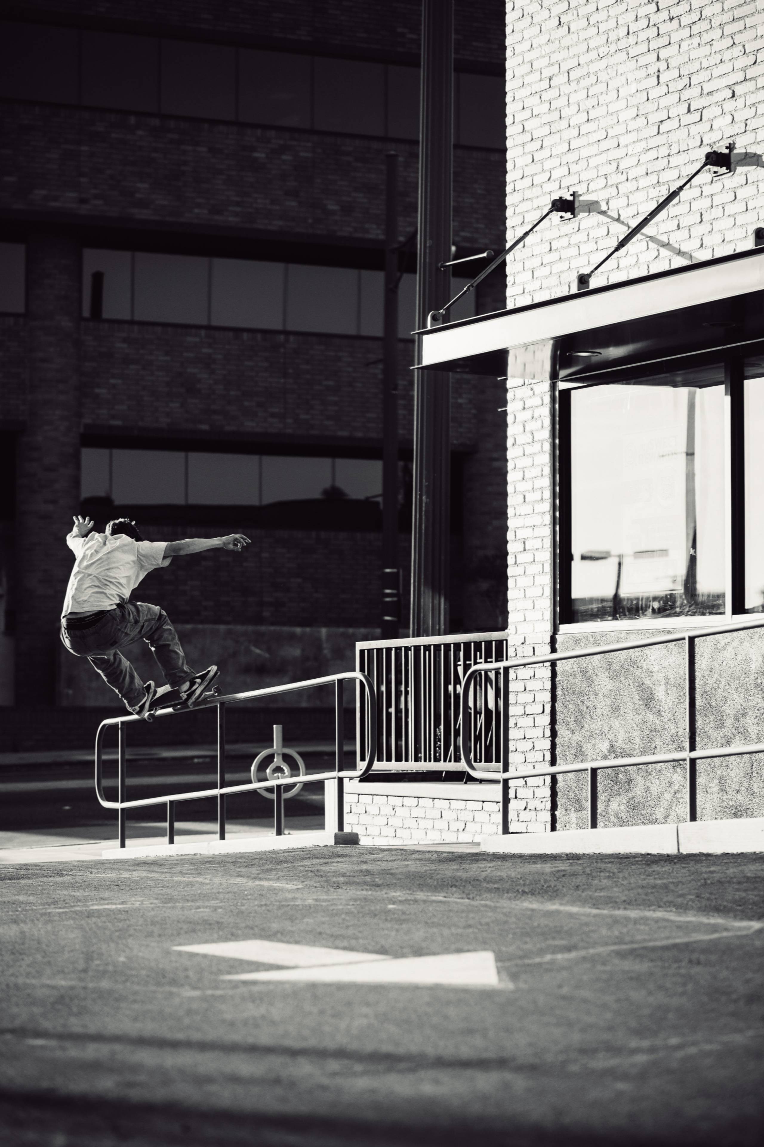 Skater Riley Pavey doing a Front Side 50/50 in Precious Skate film