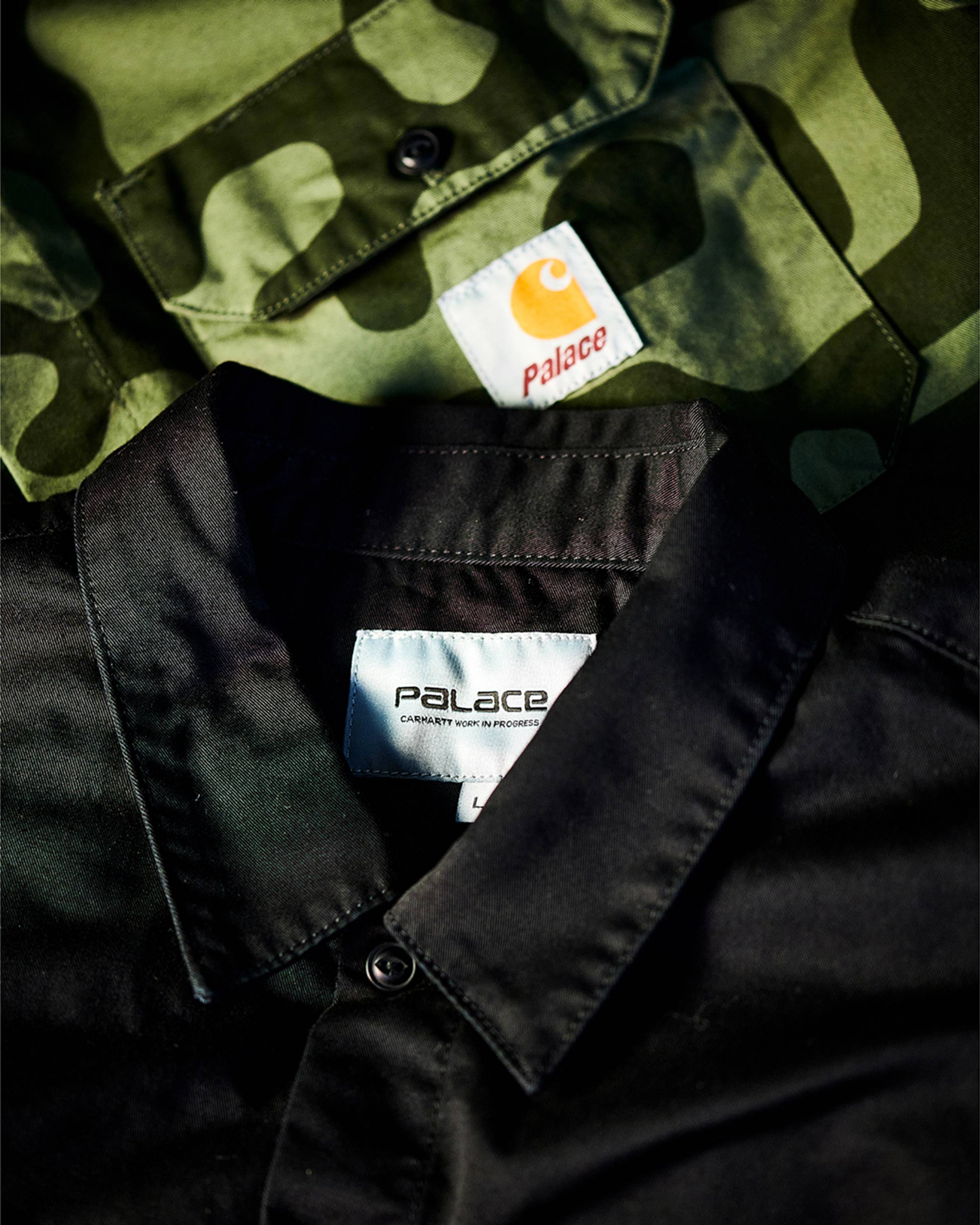 Carhartt WIP x Palace work shirts in camo and black