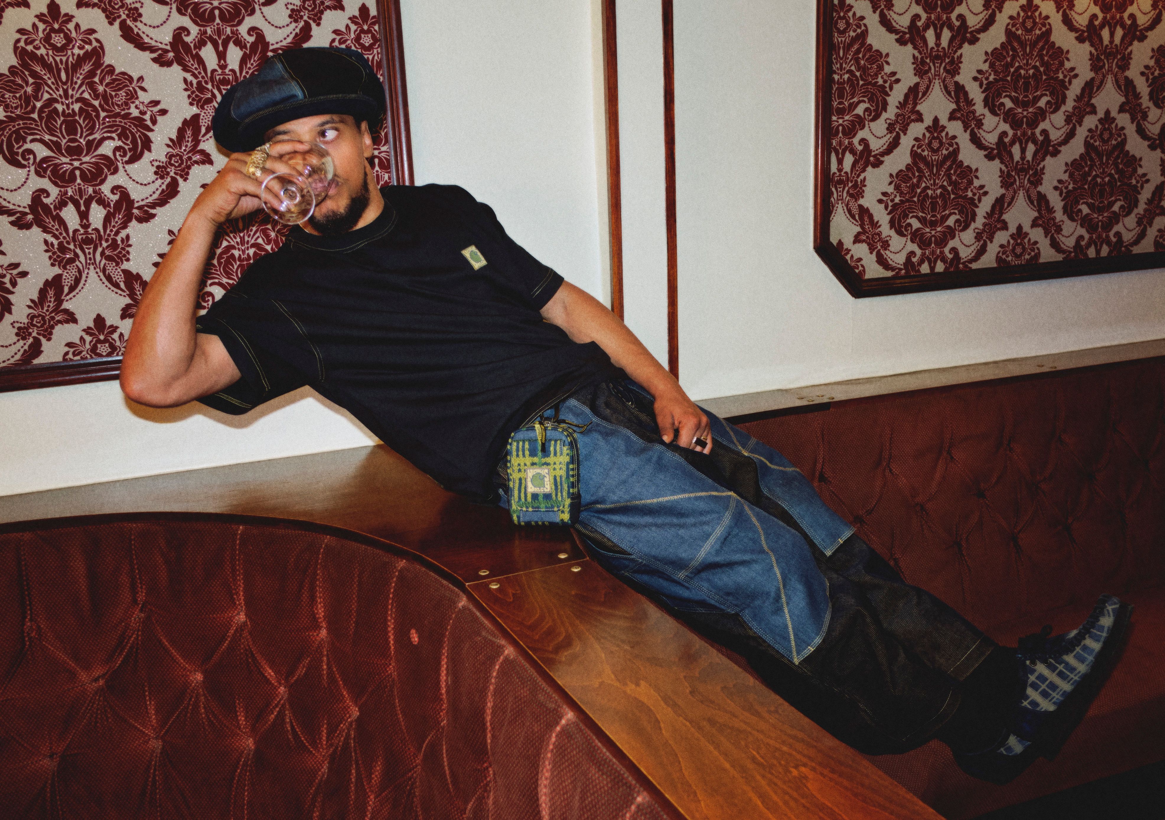 Artist Pink Siifu wearing Nicholas Daley x Carhartt WIP Collaboration