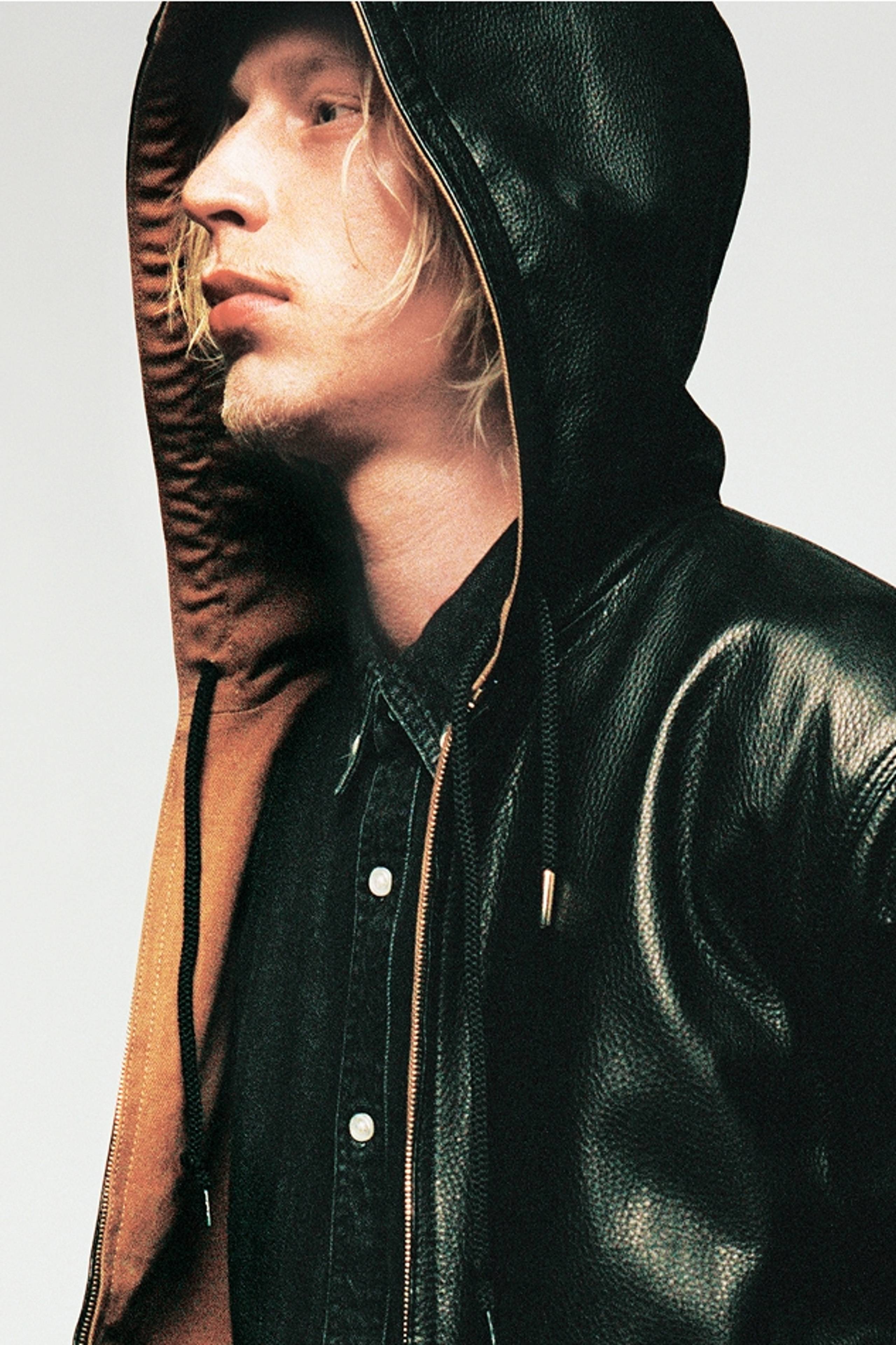 Model wearing a Leather OG Active Jacket from the OG Active Jacket 50th Anniversary Edition