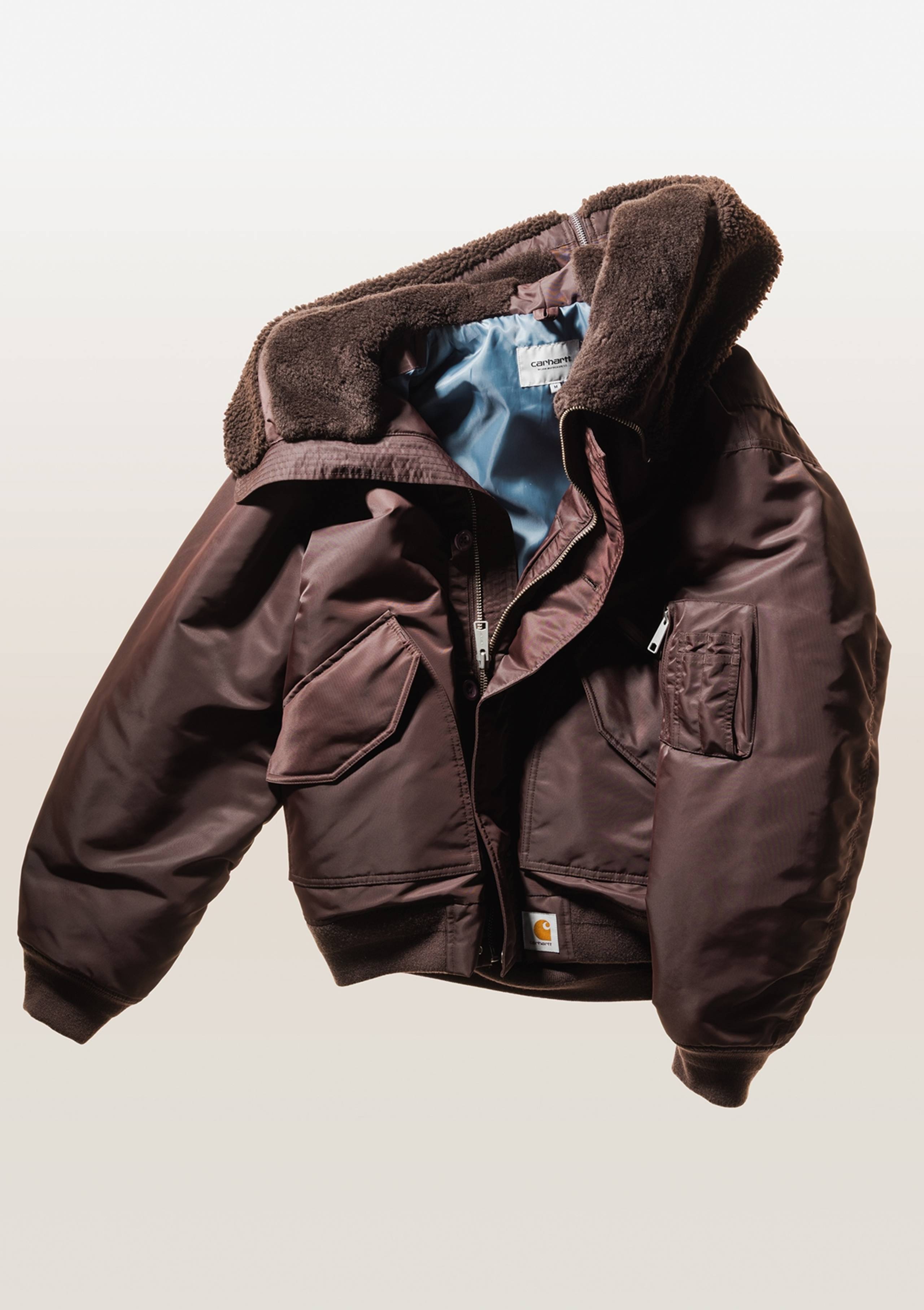 Studio Product Shot of Hooded Oltera Bomber Jacket