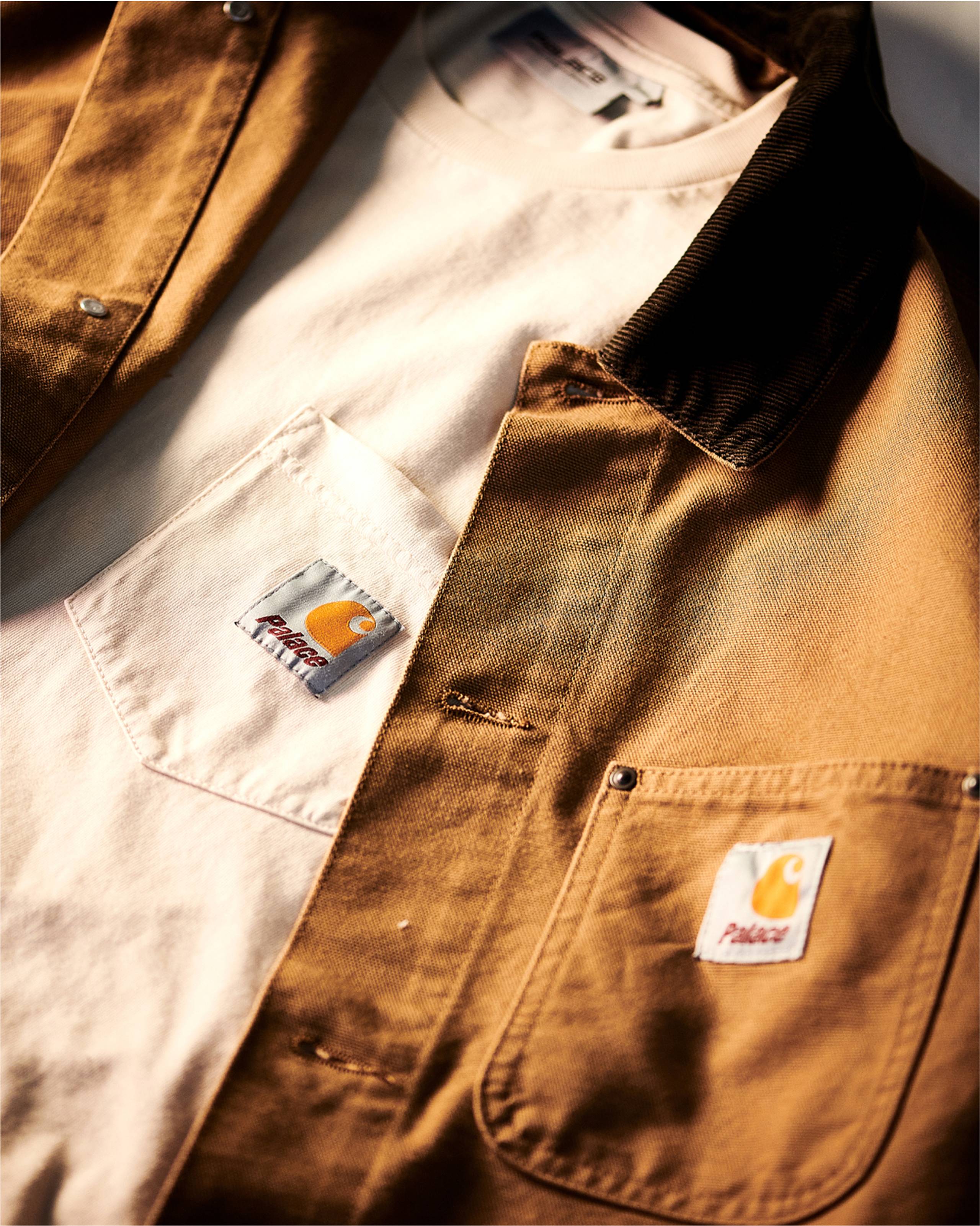 Carhartt WIP x Palace pocket T-shirt and work jacket in Hamilton Brown