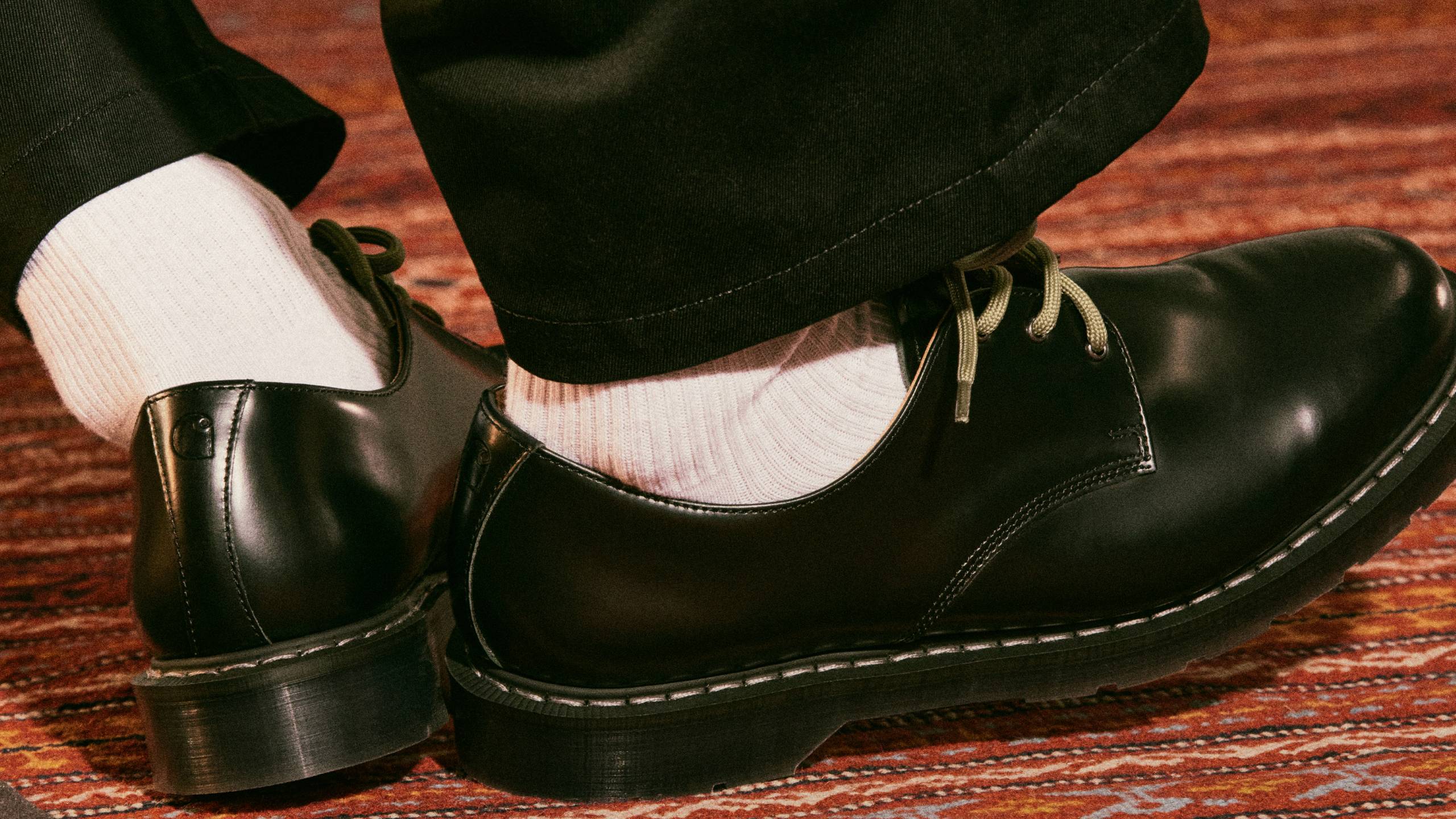 A pair Solovair x Carhartt WIP Collaboration Derby shoes in Black