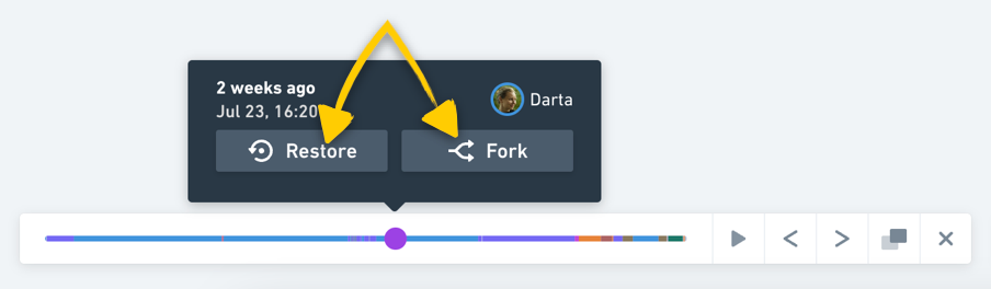 Restore and fork history controls