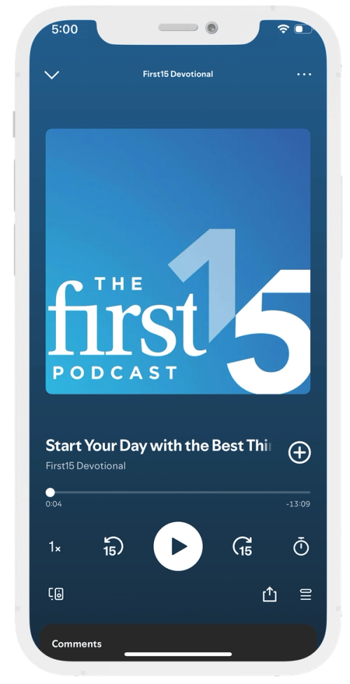 First15 Podcast on iPhone