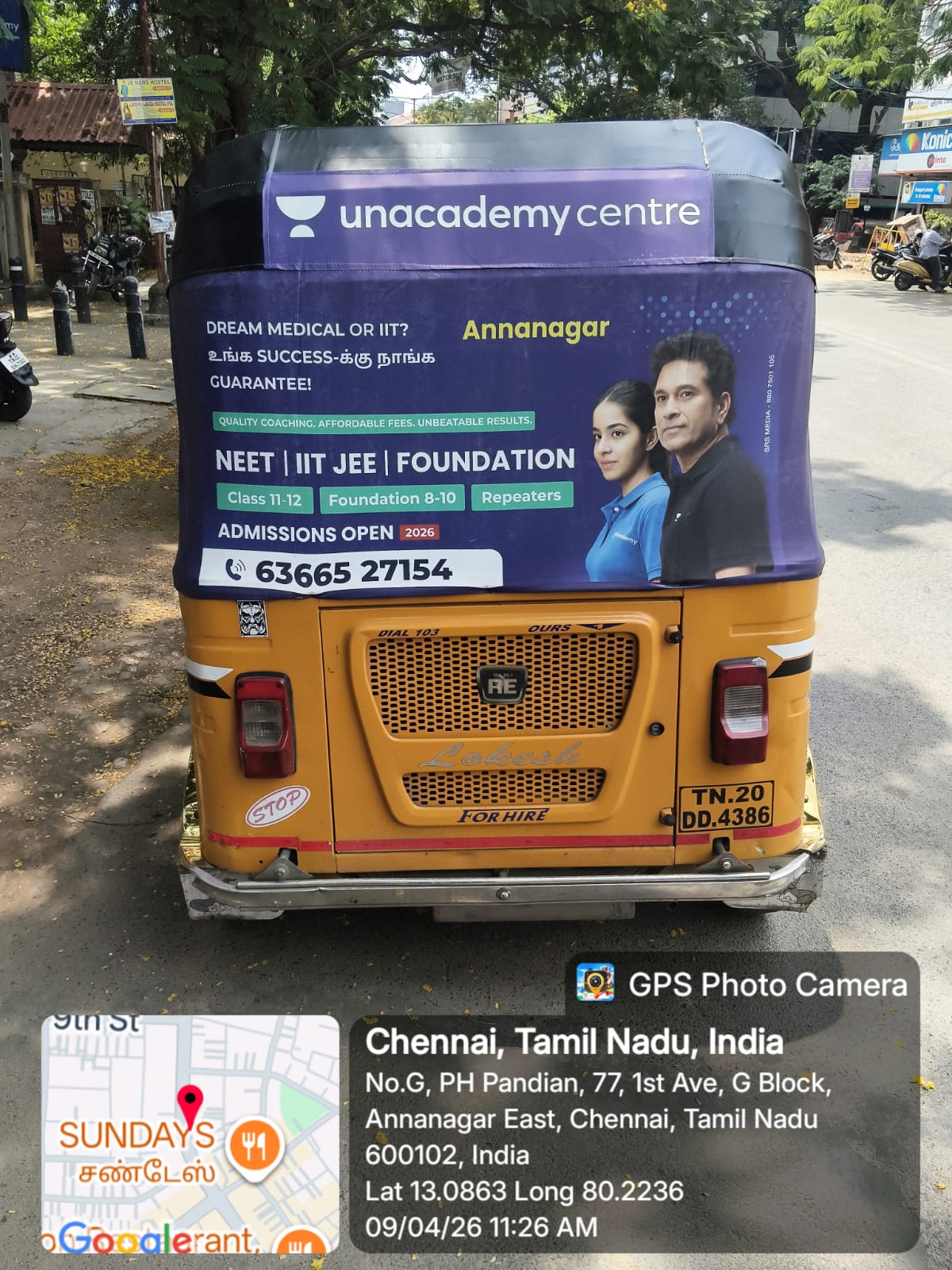 A branded auto rickshaw and a branded mobile van side by side from outdoor campaigns by The Mediaverse