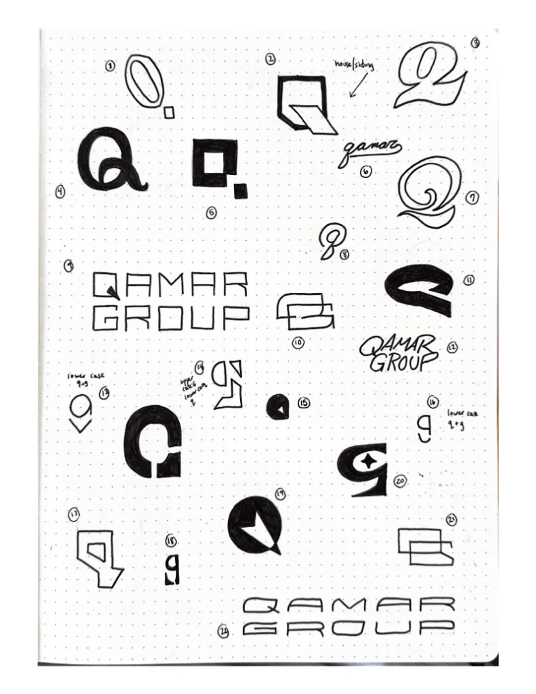 Qamar group, hand-drawn sketches from Drew's sketchbook