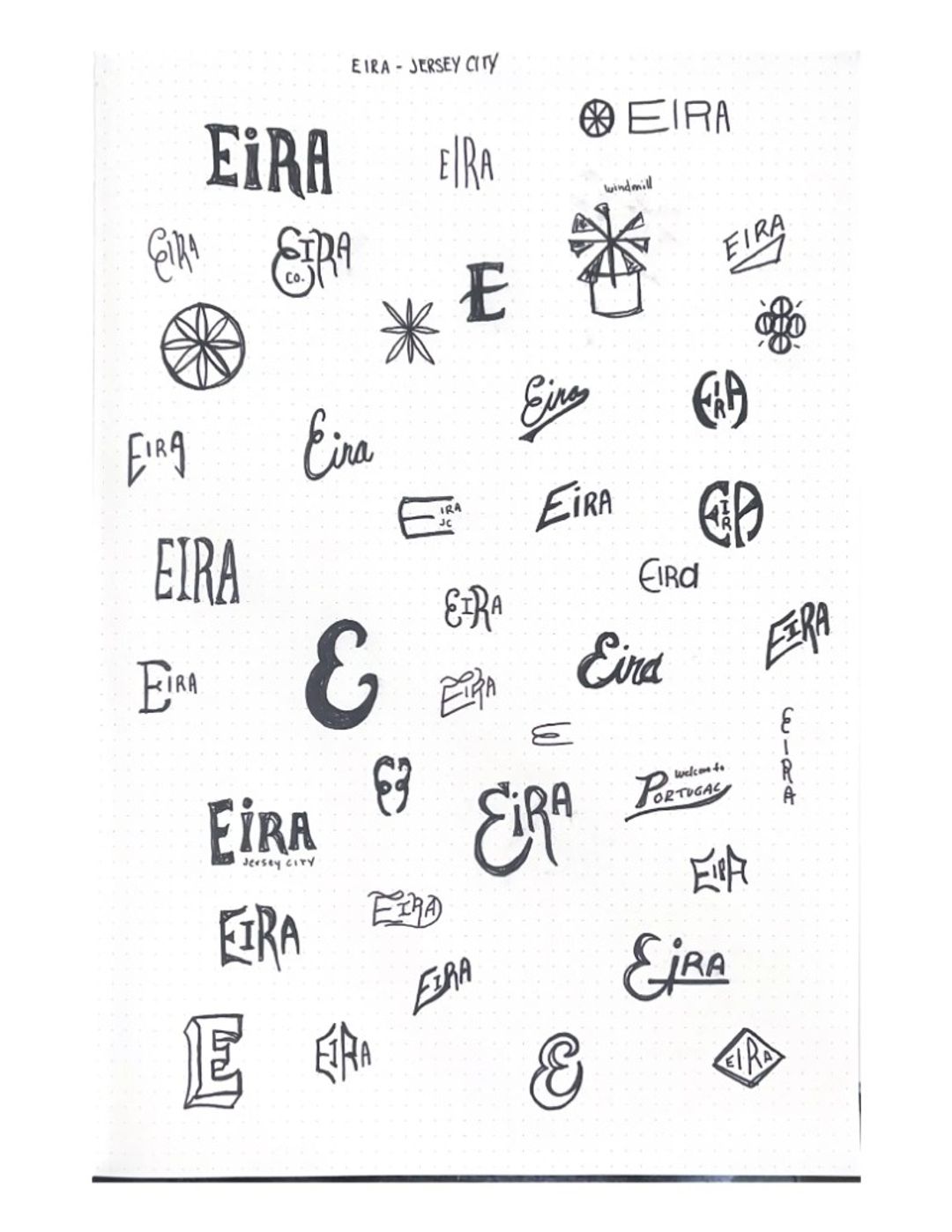 Eira jersey city, hand-drawn sketches from Drew's sketchbook