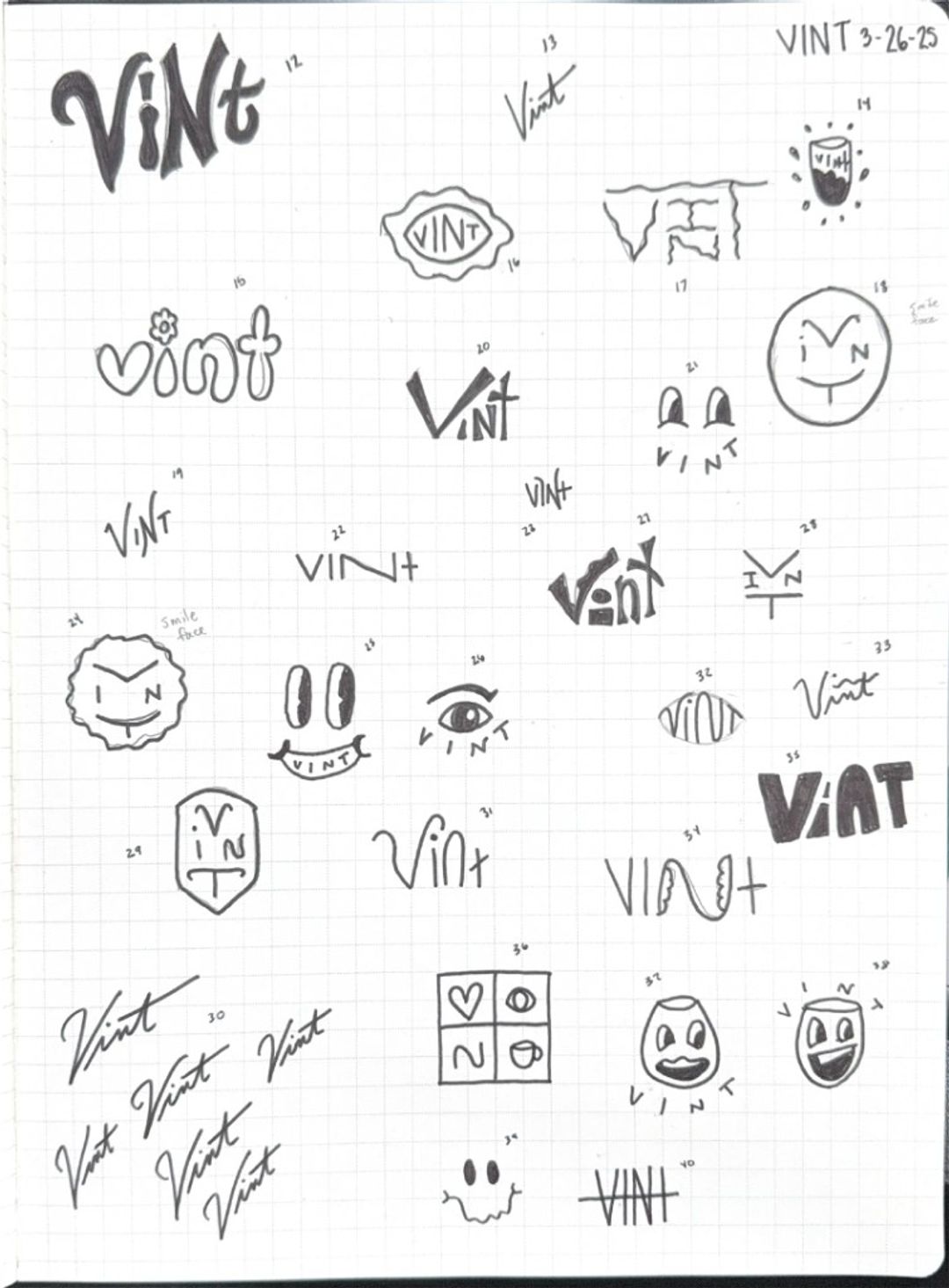 Vint sketches 2, hand-drawn sketches from Drew's sketchbook