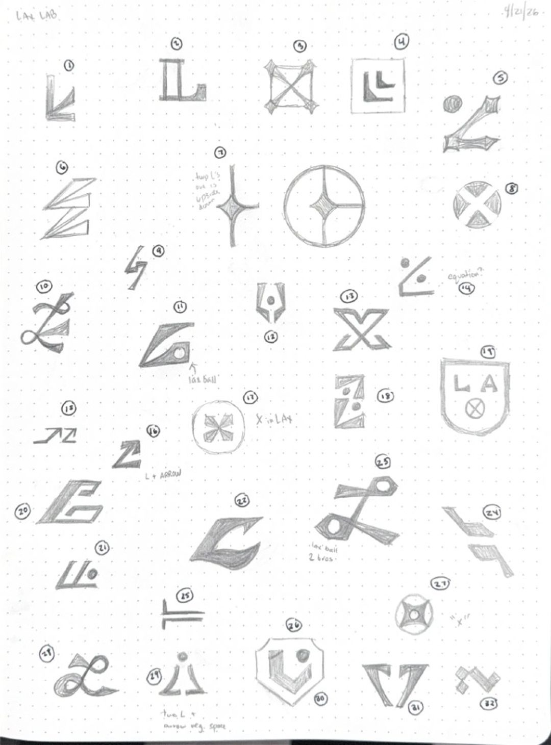 Lax lab, hand-drawn sketches from Drew's sketchbook