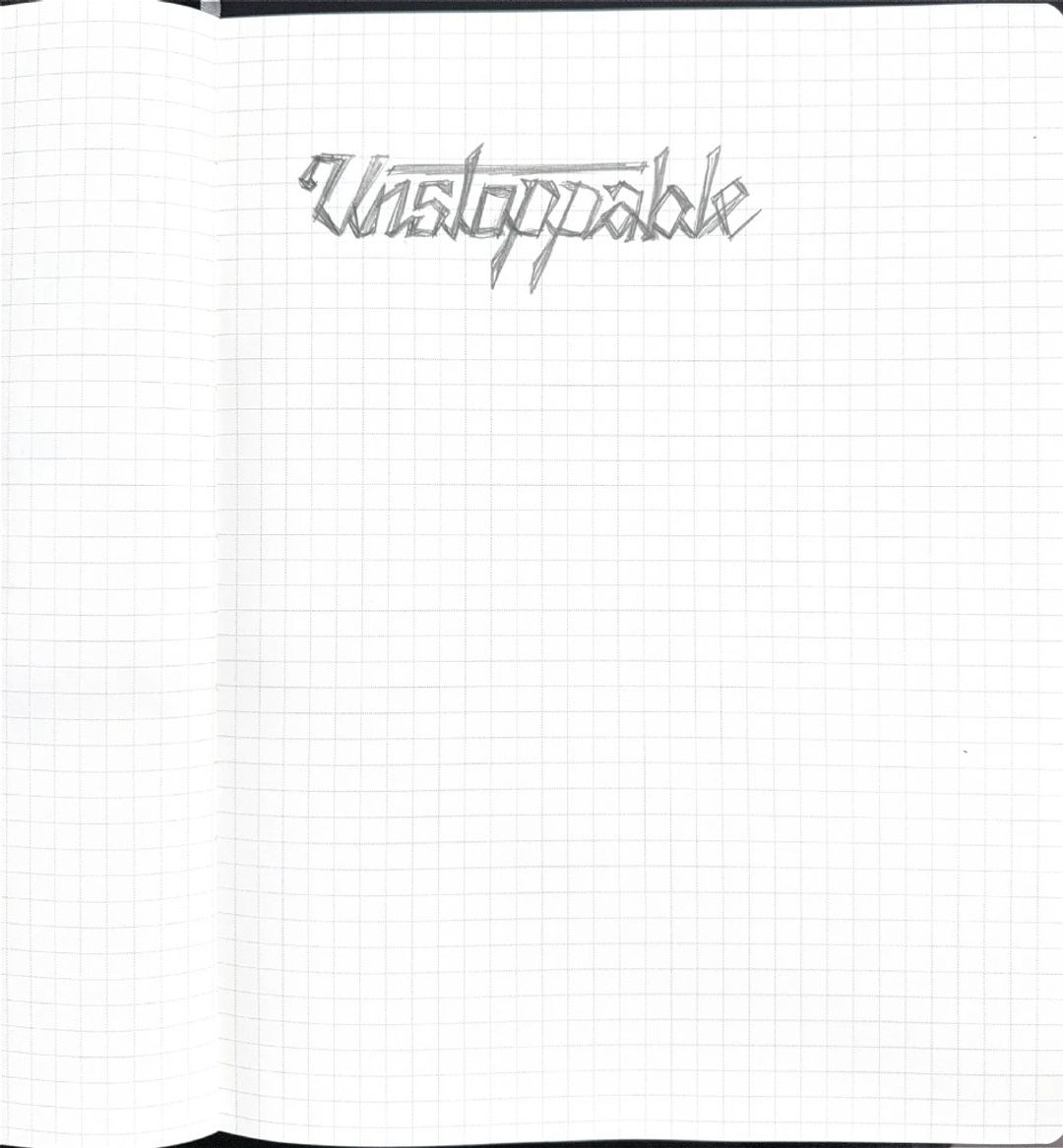 Unstoppable, hand-drawn sketches from Drew's sketchbook