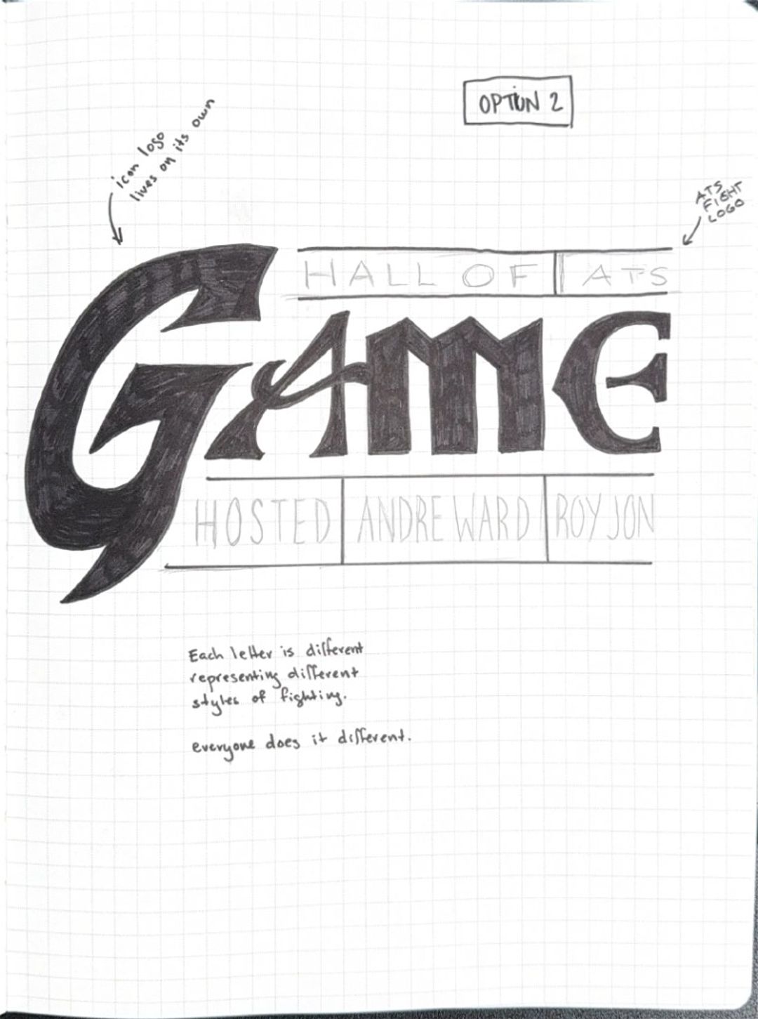 Hall of game, hand-drawn sketches from Drew's sketchbook