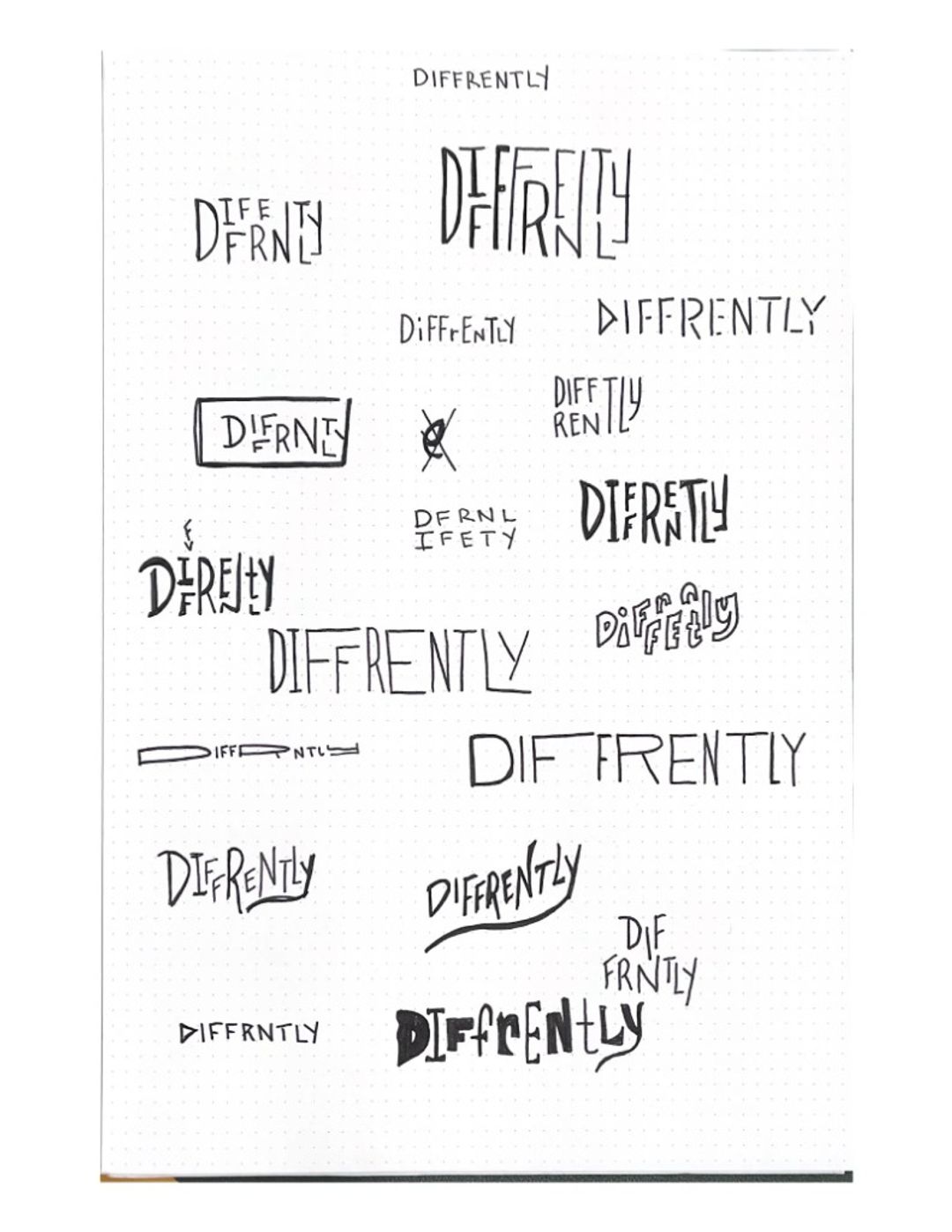 Diffrently, hand-drawn sketches from Drew's sketchbook