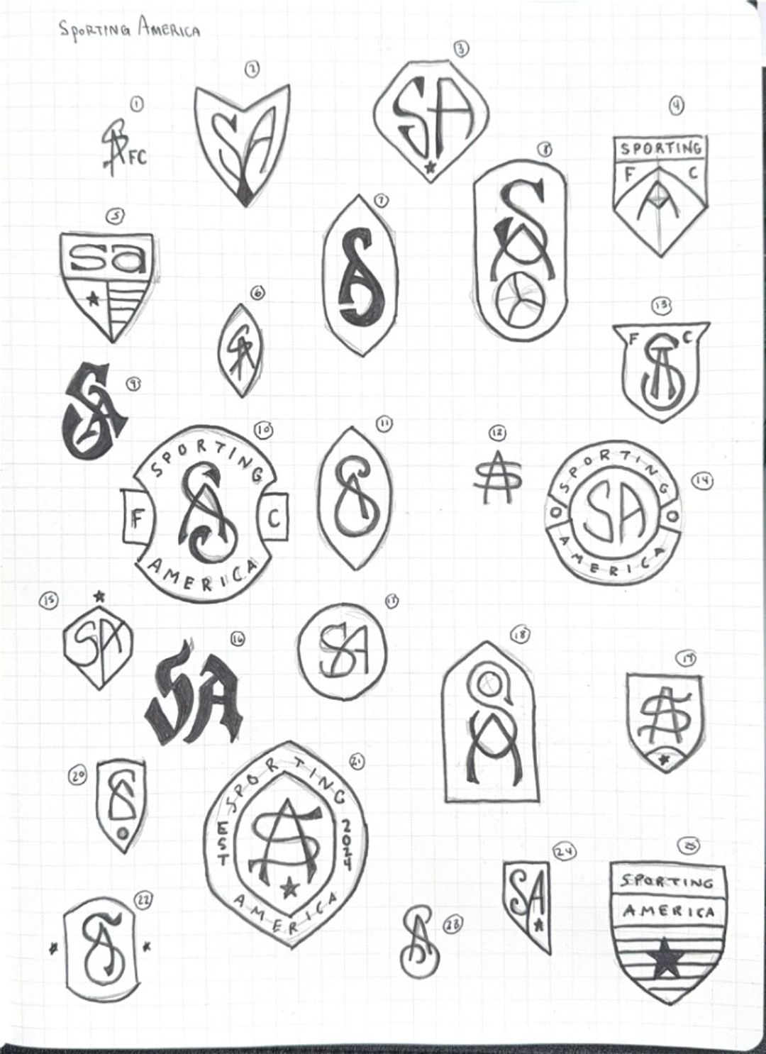 Sporting america, hand-drawn sketches from Drew's sketchbook
