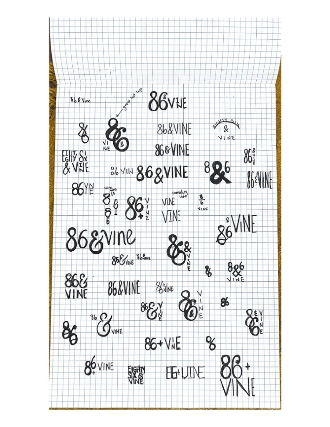 86 vine, hand-drawn sketches from Drew's sketchbook