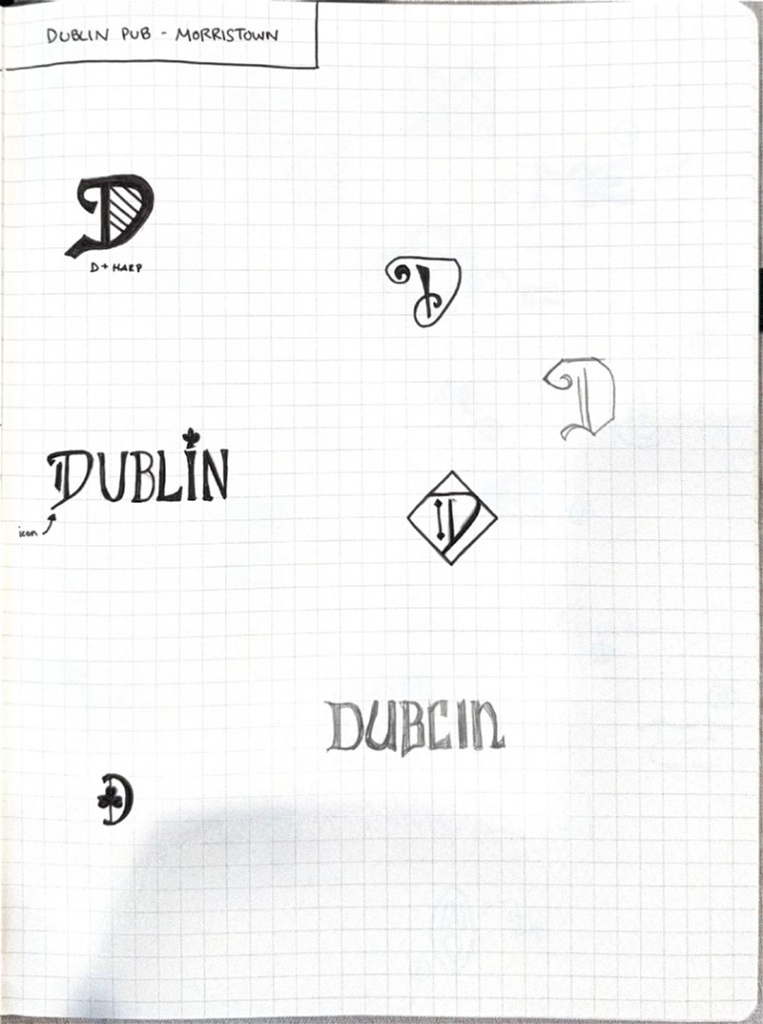 Dublin pub morristown, hand-drawn sketches from Drew's sketchbook