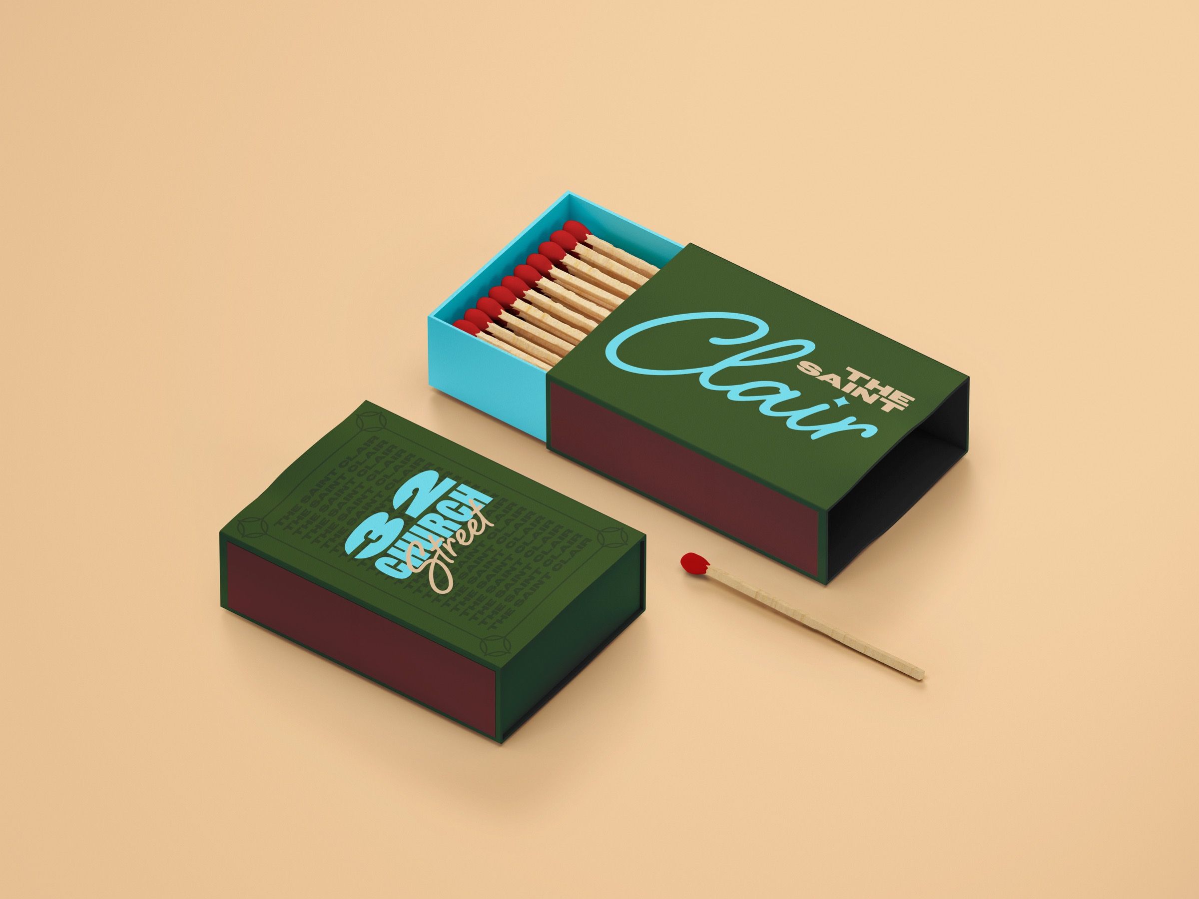 The Saint Clair, Matches Box Mockup v5