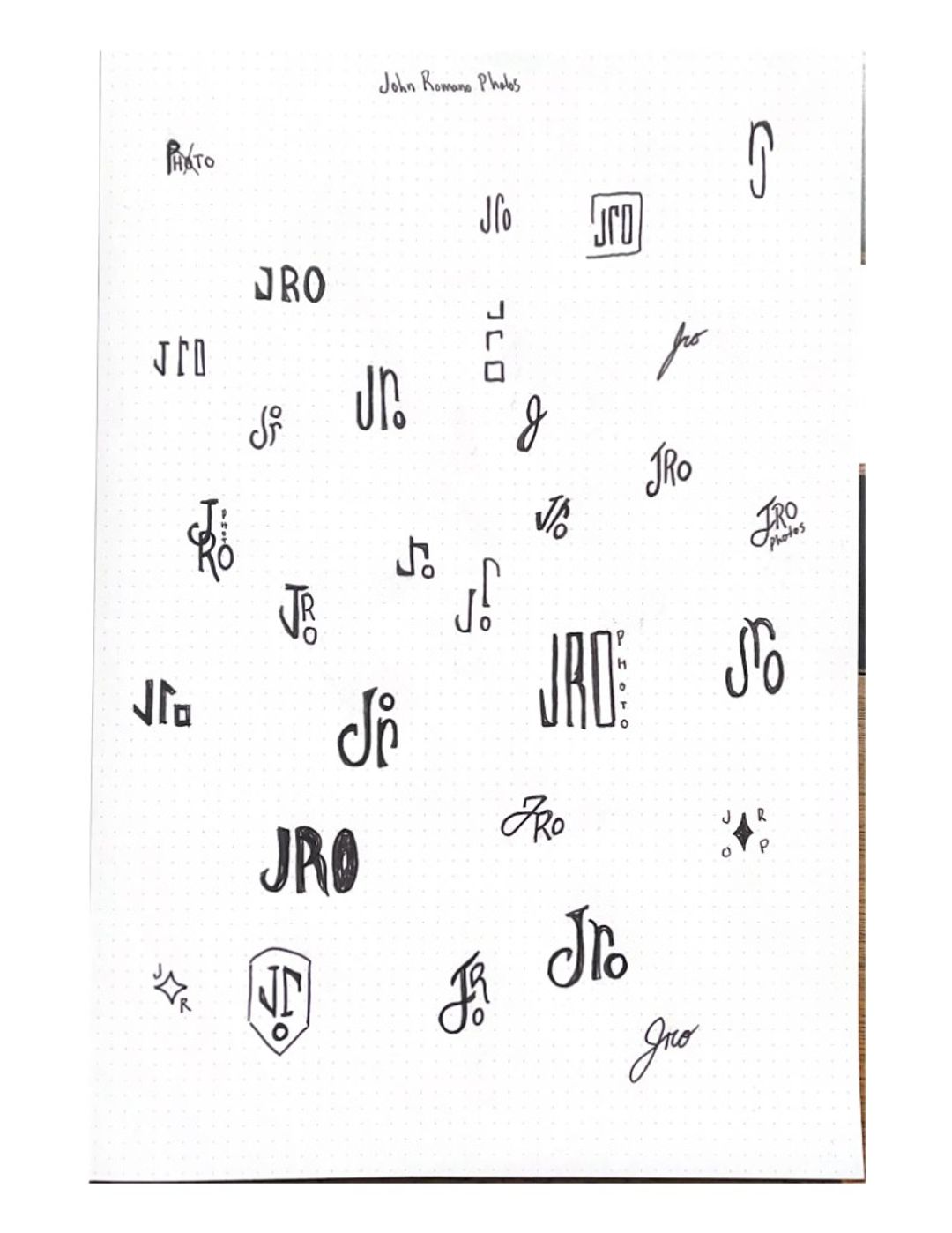 John romano pholos, hand-drawn sketches from Drew's sketchbook