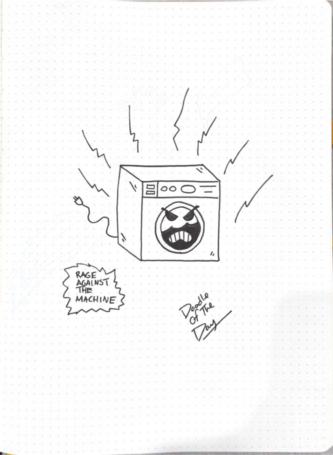 Dotd rage against the machine, hand-drawn sketches from Drew's sketchbook