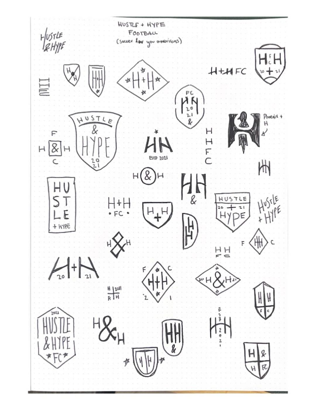 Hustle hype pdf, hand-drawn sketches from Drew's sketchbook