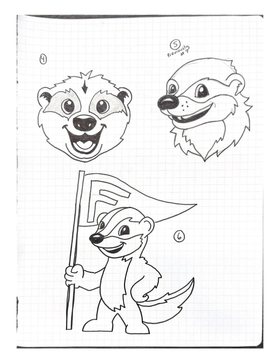 Fisher 2, hand-drawn sketches from Drew's sketchbook