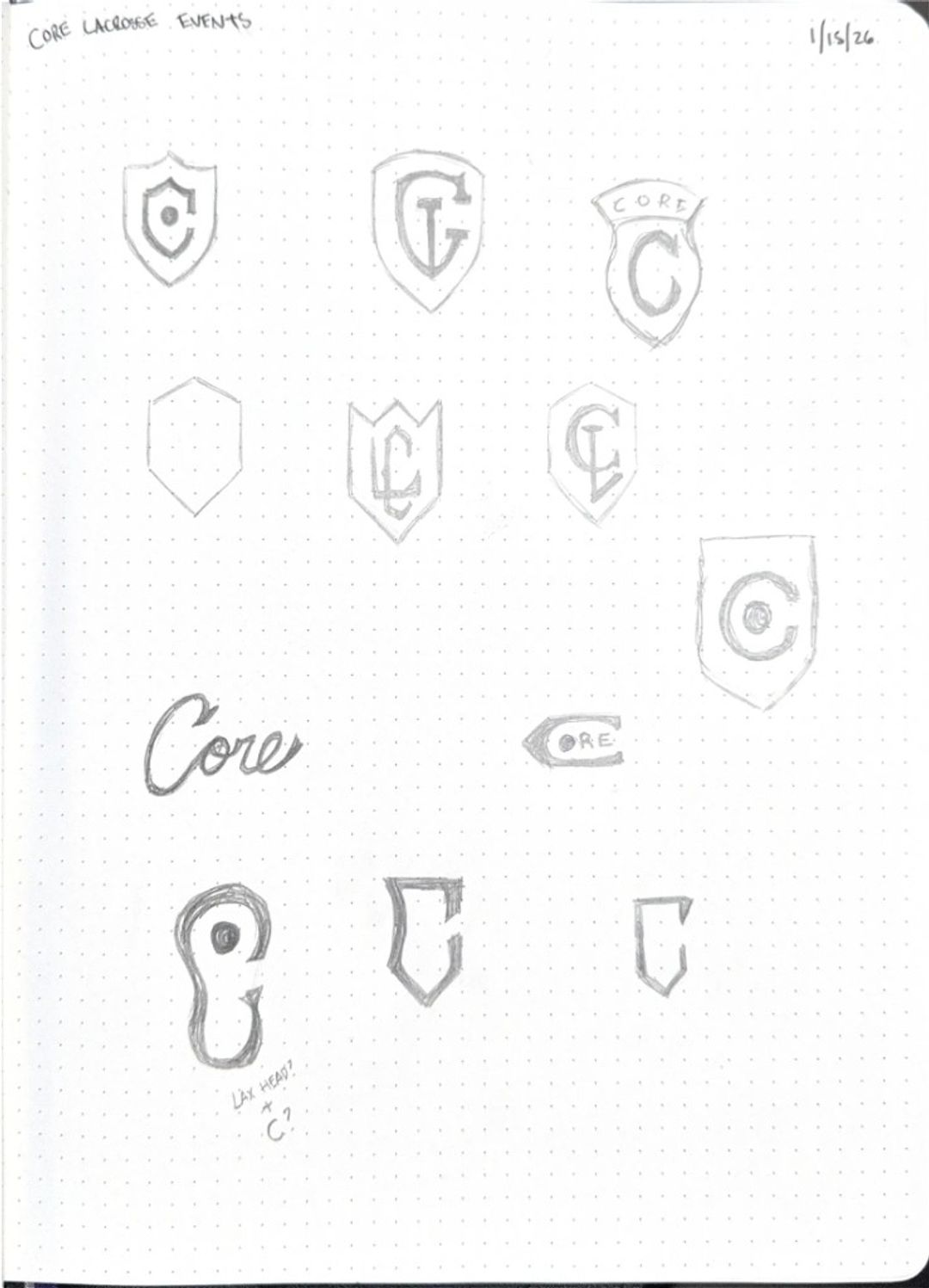 Core lacrosse events, hand-drawn sketches from Drew's sketchbook