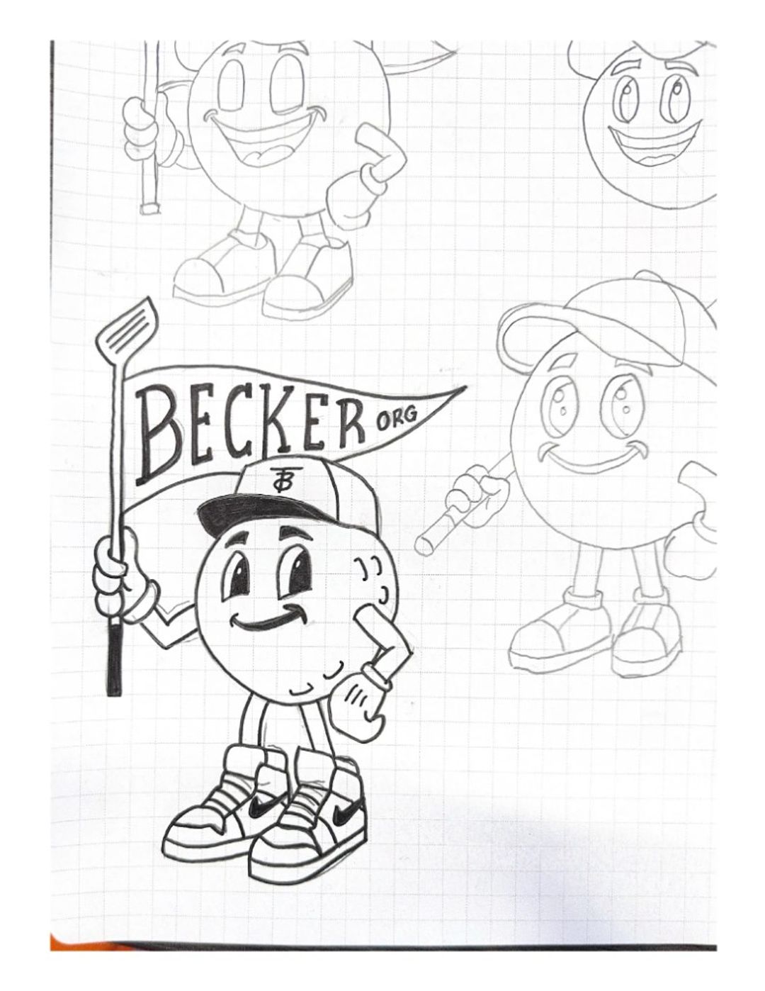 Becker golf, hand-drawn sketches from Drew's sketchbook