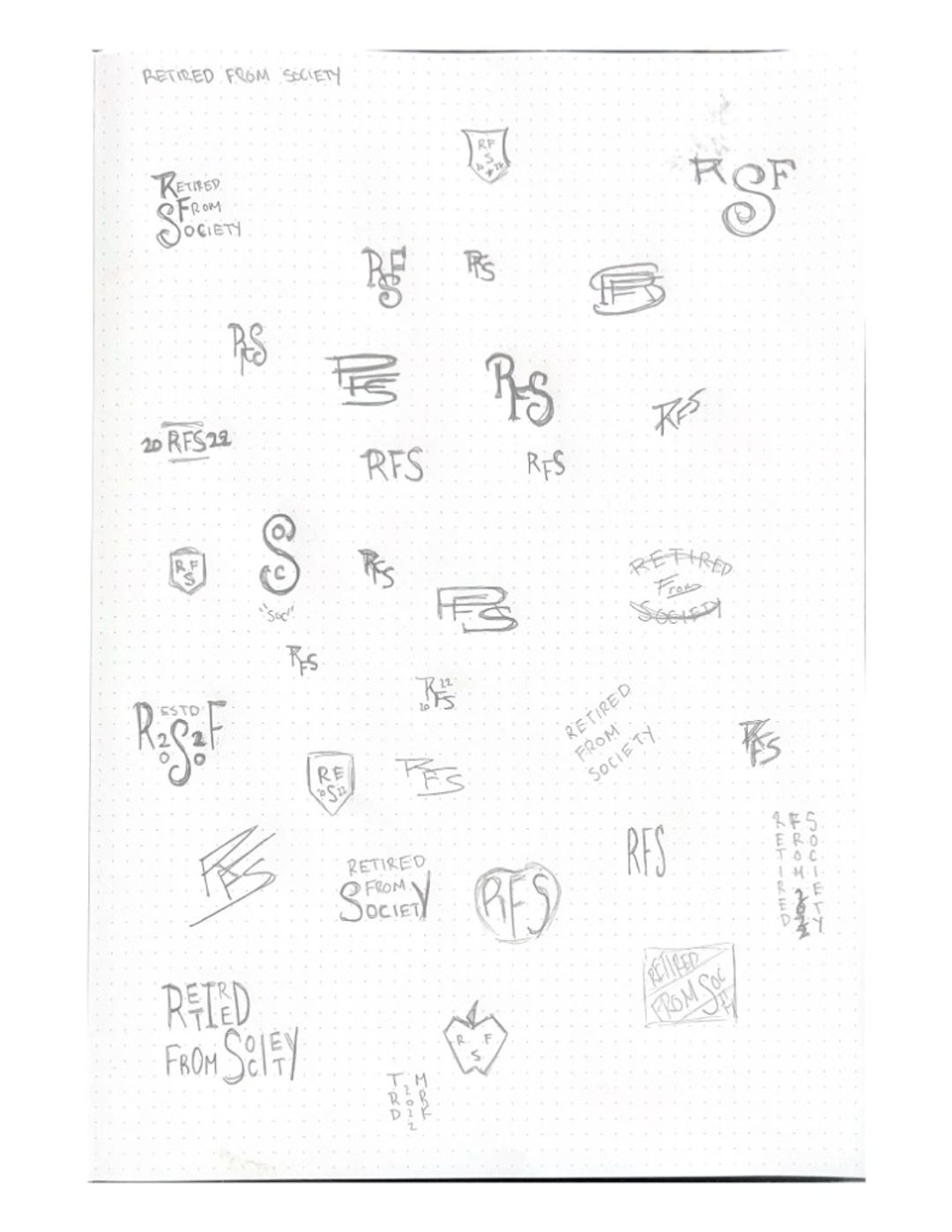 Retired, hand-drawn sketches from Drew's sketchbook