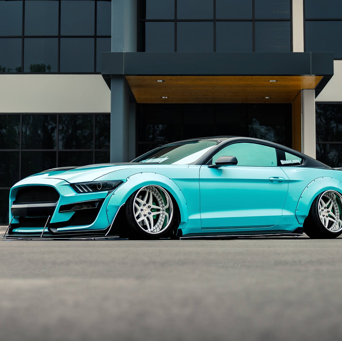 Aqua Mustang with mbrp exhaust installed, customer image