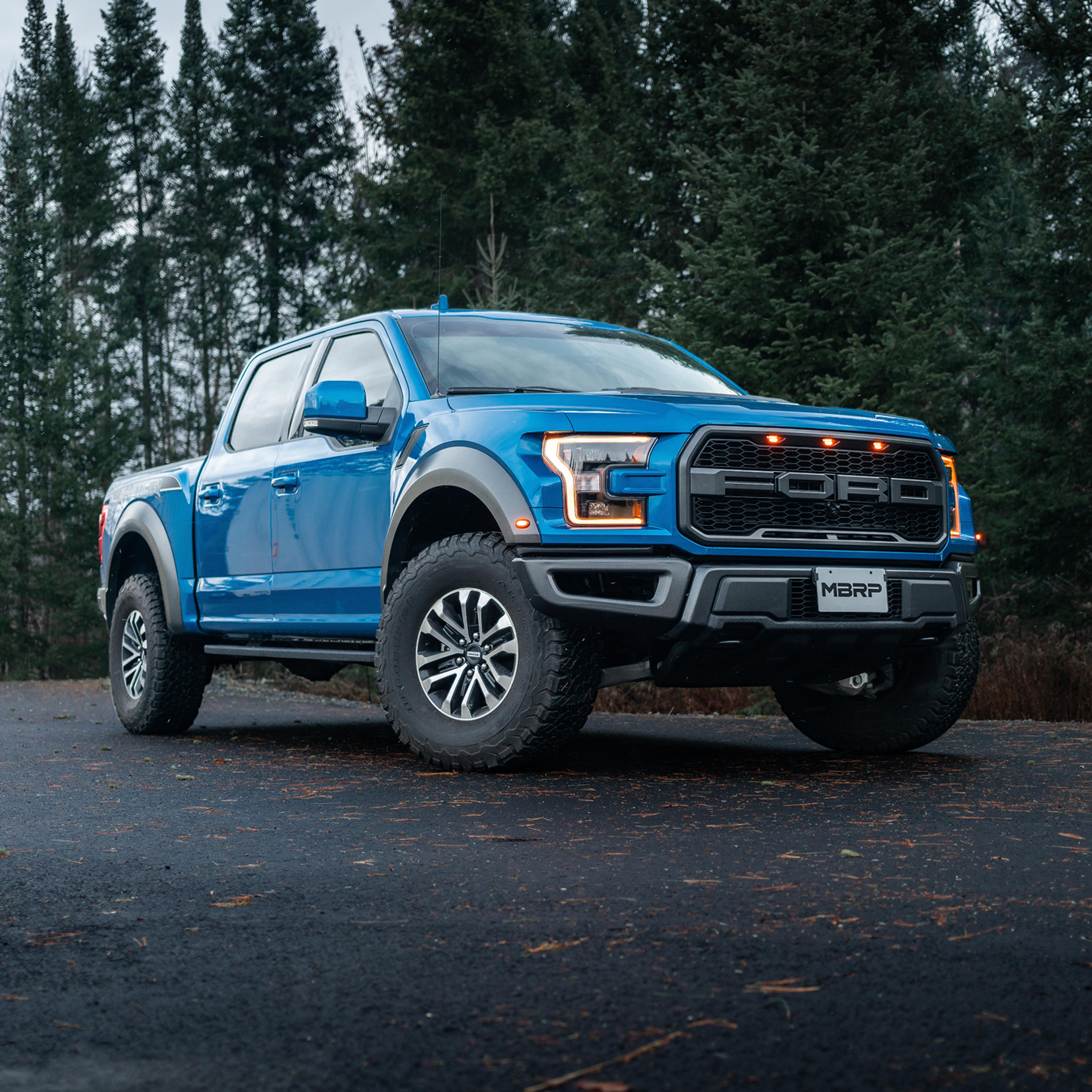 Blue Ford with mbrp exhaust