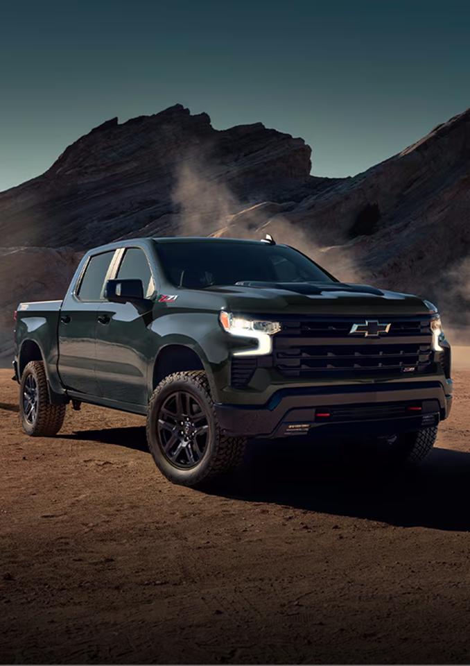 Chevy Silverado 1500 in the desert near rock