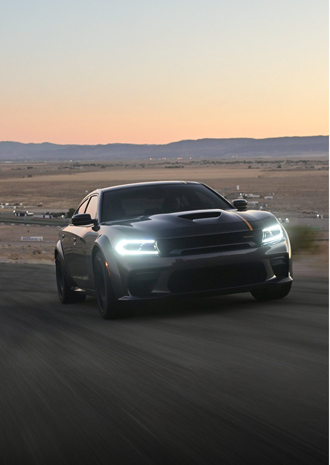 Dodge Charger on the race track late evening