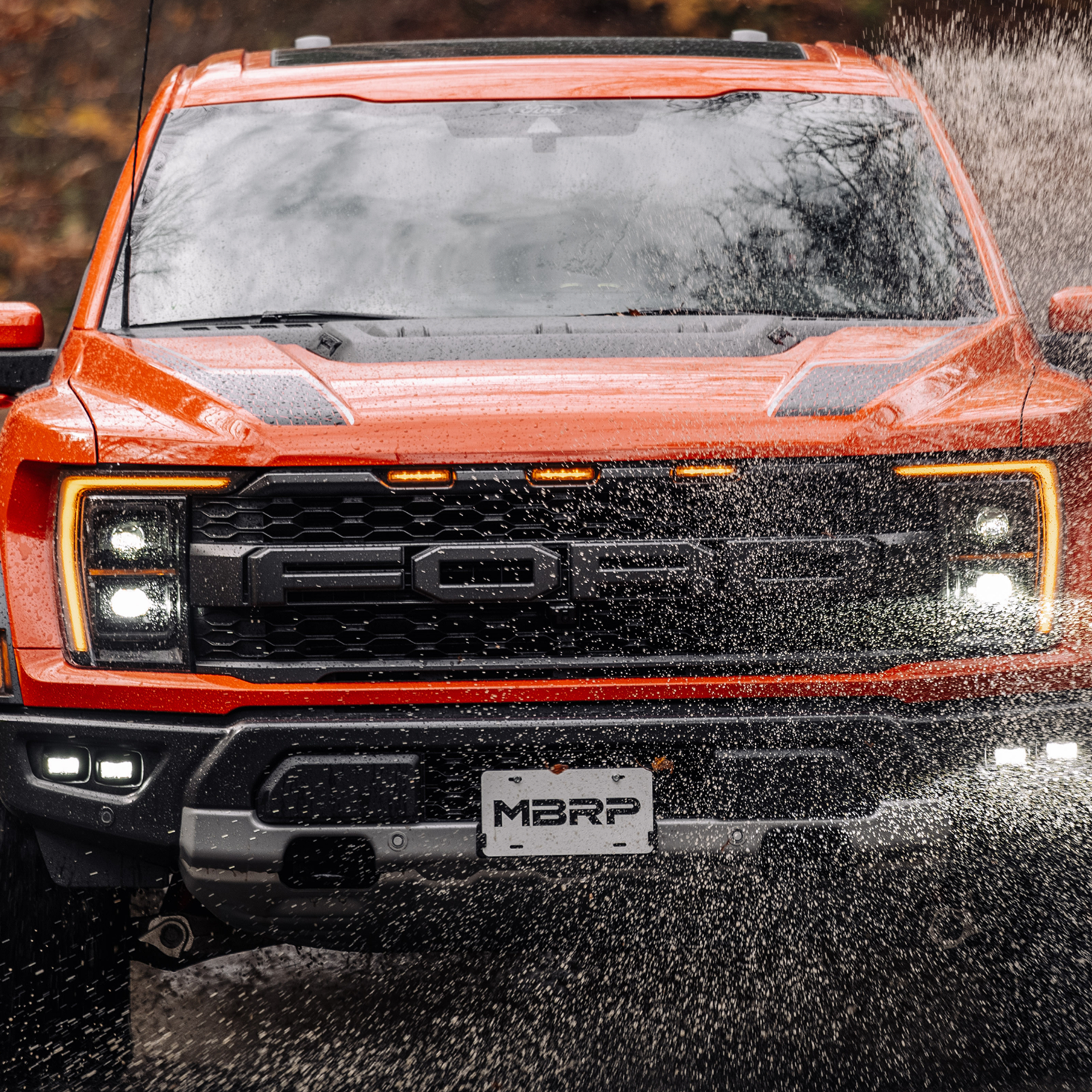 Ford Raptor going through a puddle