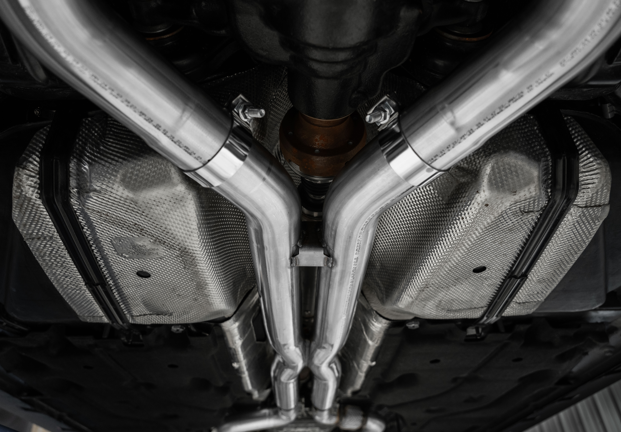 mbrp exhaust under a vehicle