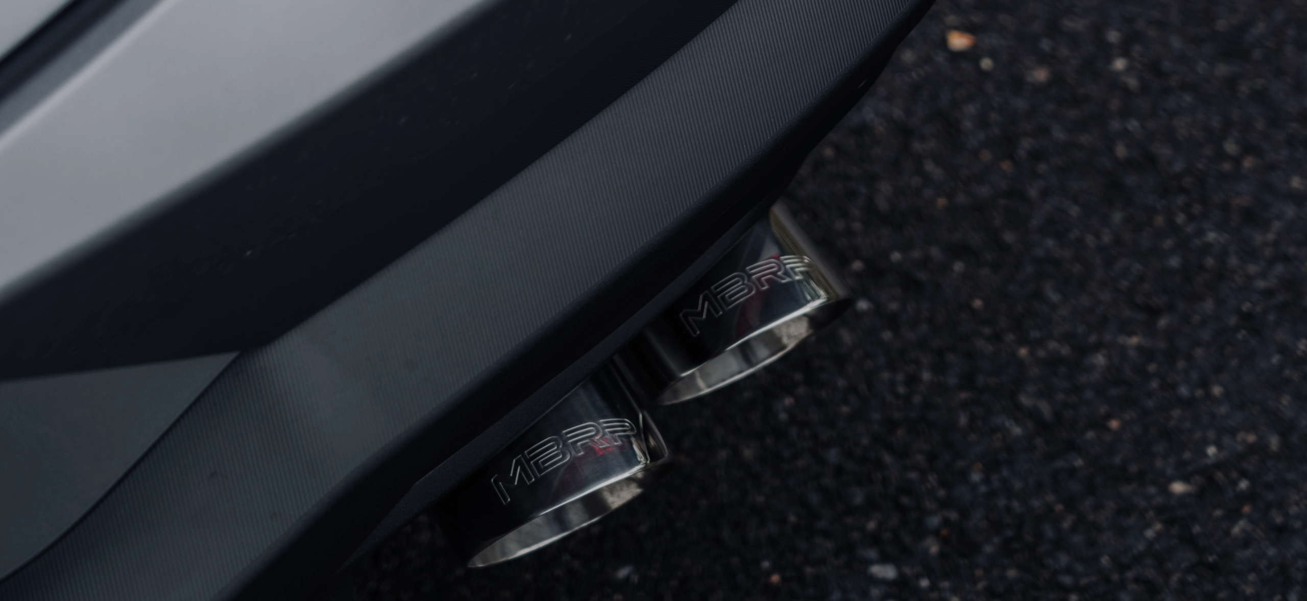 Silver Ford Mustang GT with MBRP stainless steel tips