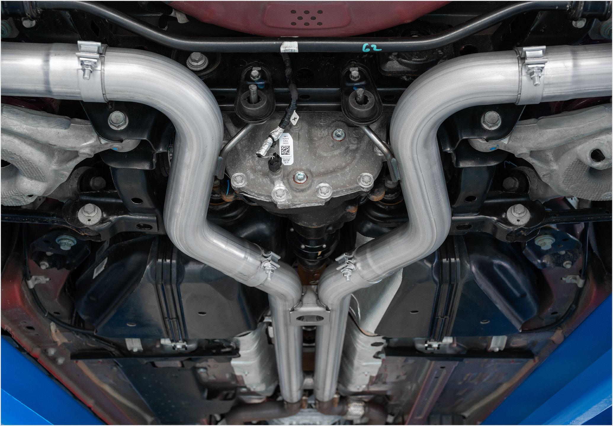 Under carriage of the vehicle with an exhaust install