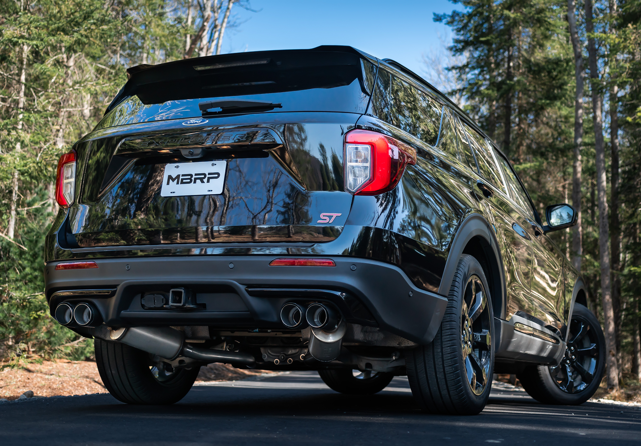 Black Ford SUV with an mbrp exhaust system