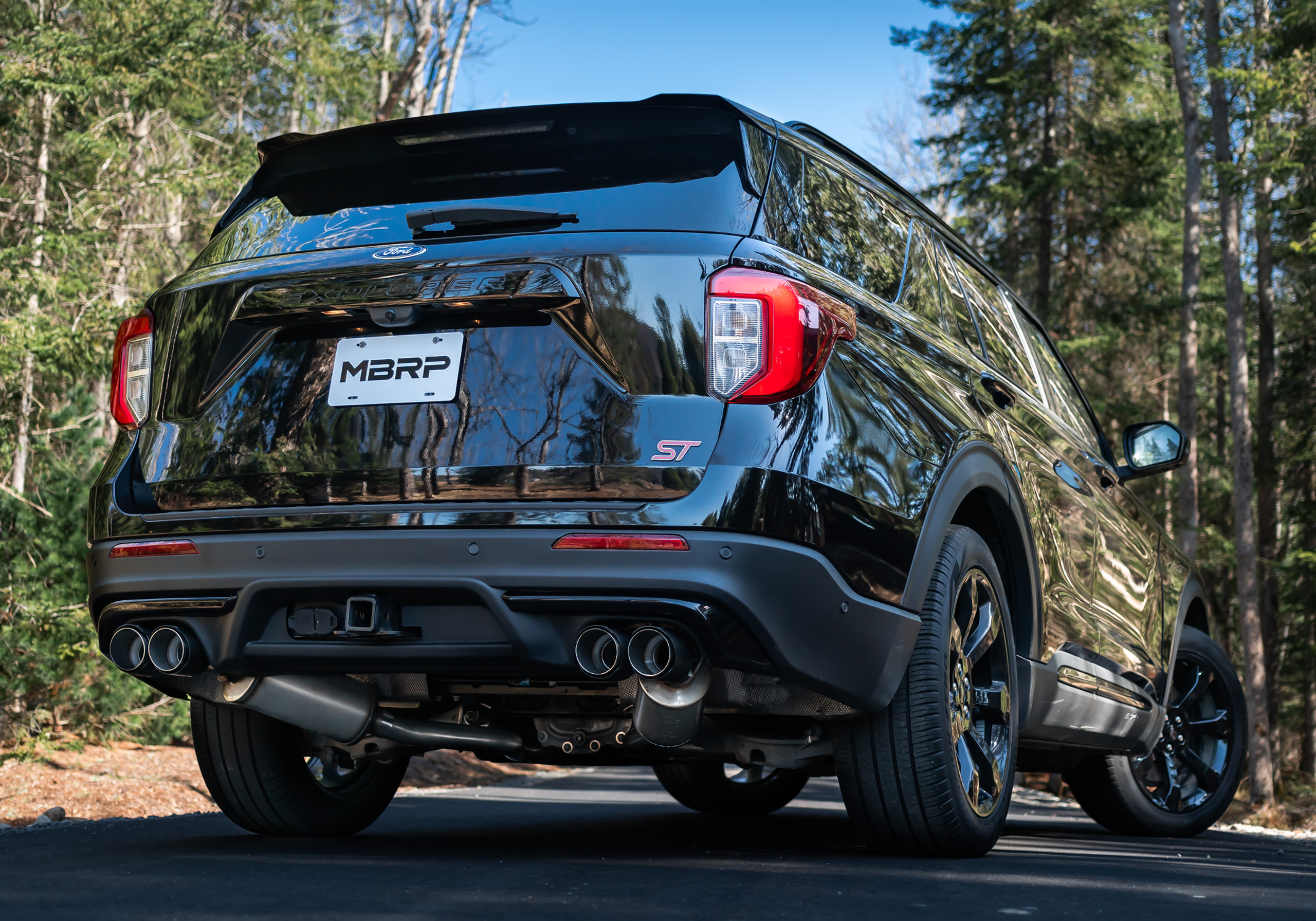 Black Ford SUV with an mbrp exhaust system