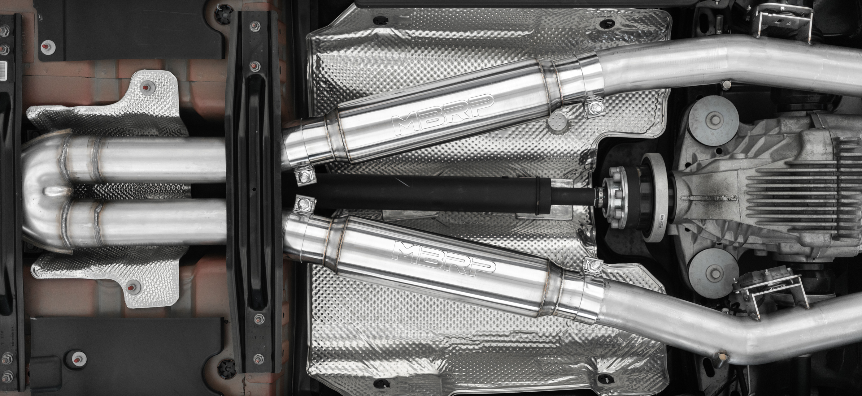 MBRP exhaust system underneath a vehicle
