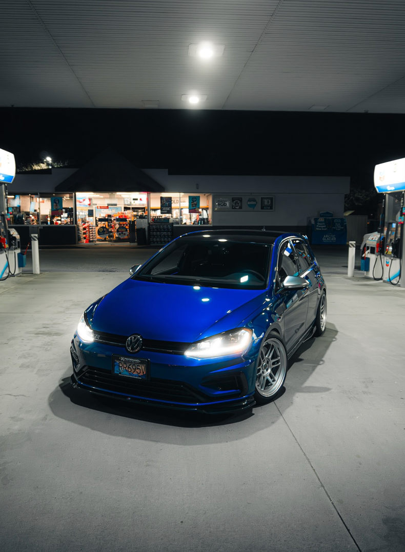 Blue Volkswagen with mbrp exhaust installed, customer image