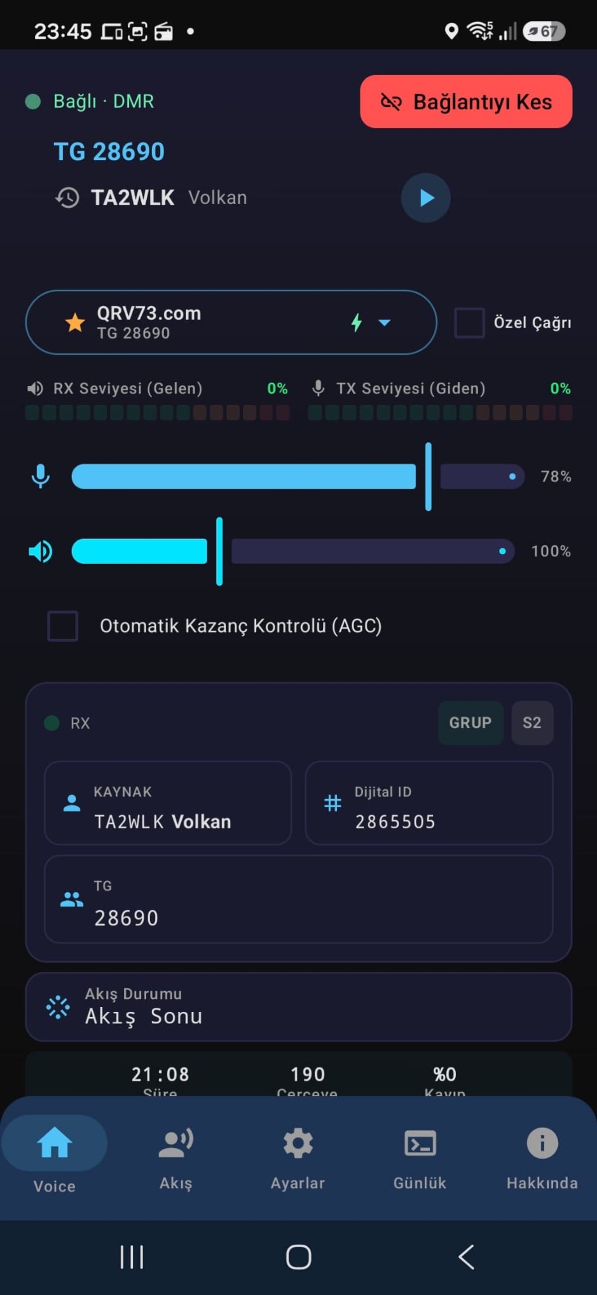 Digi Voice ayarlar geri yükleme tamamlandı