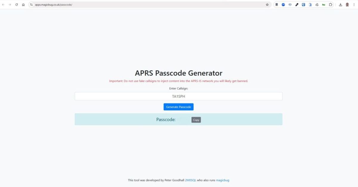 Şekil 8 - Aprs Passcode Generator