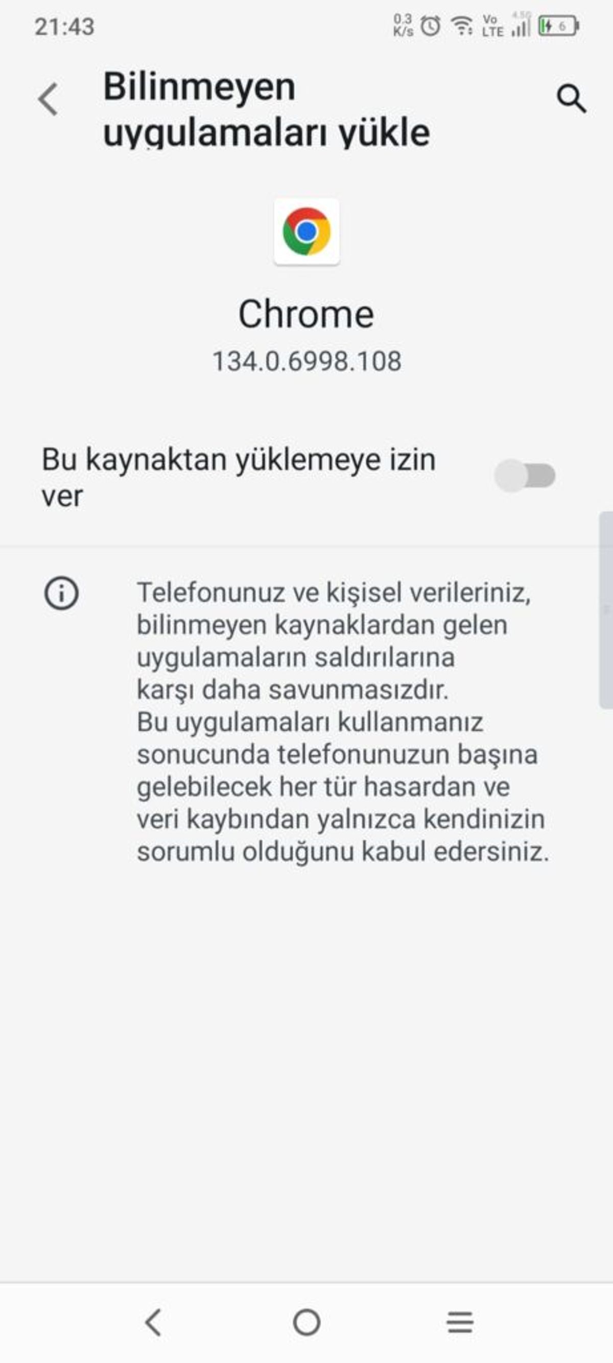 Şekil 6 - Güvenlik Uyarısı Onaylama