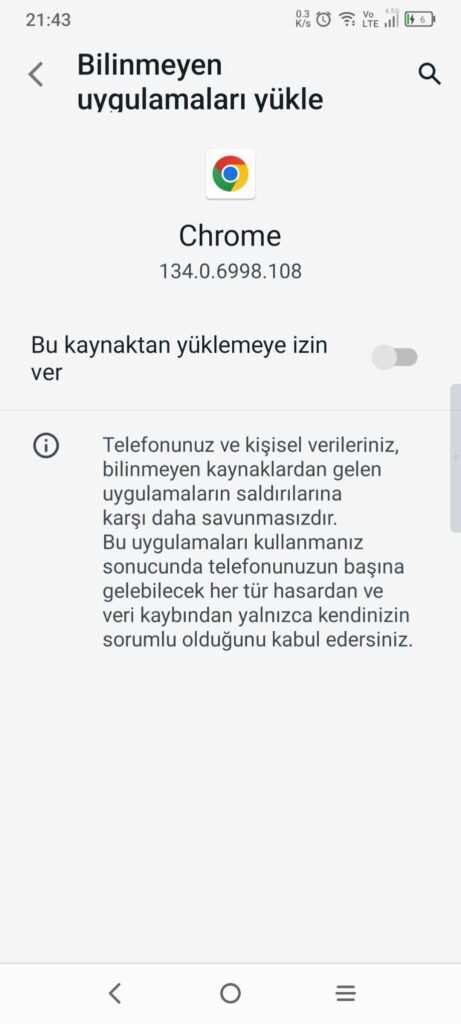 Şekil 6 - Güvenlik Uyarısı Onaylama