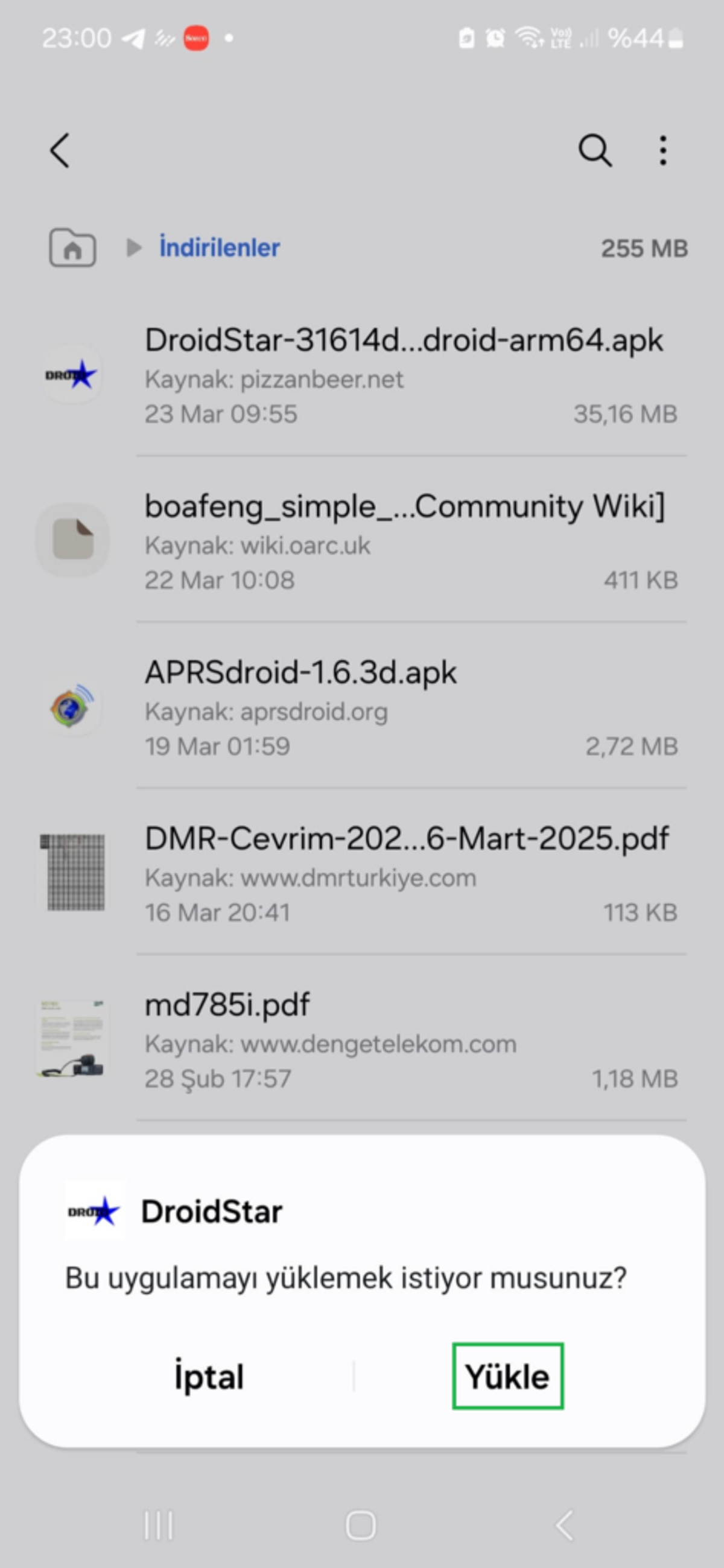DroidStar Kurulum Onayı