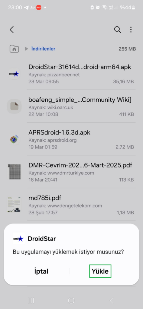DroidStar Kurulum Onayı
