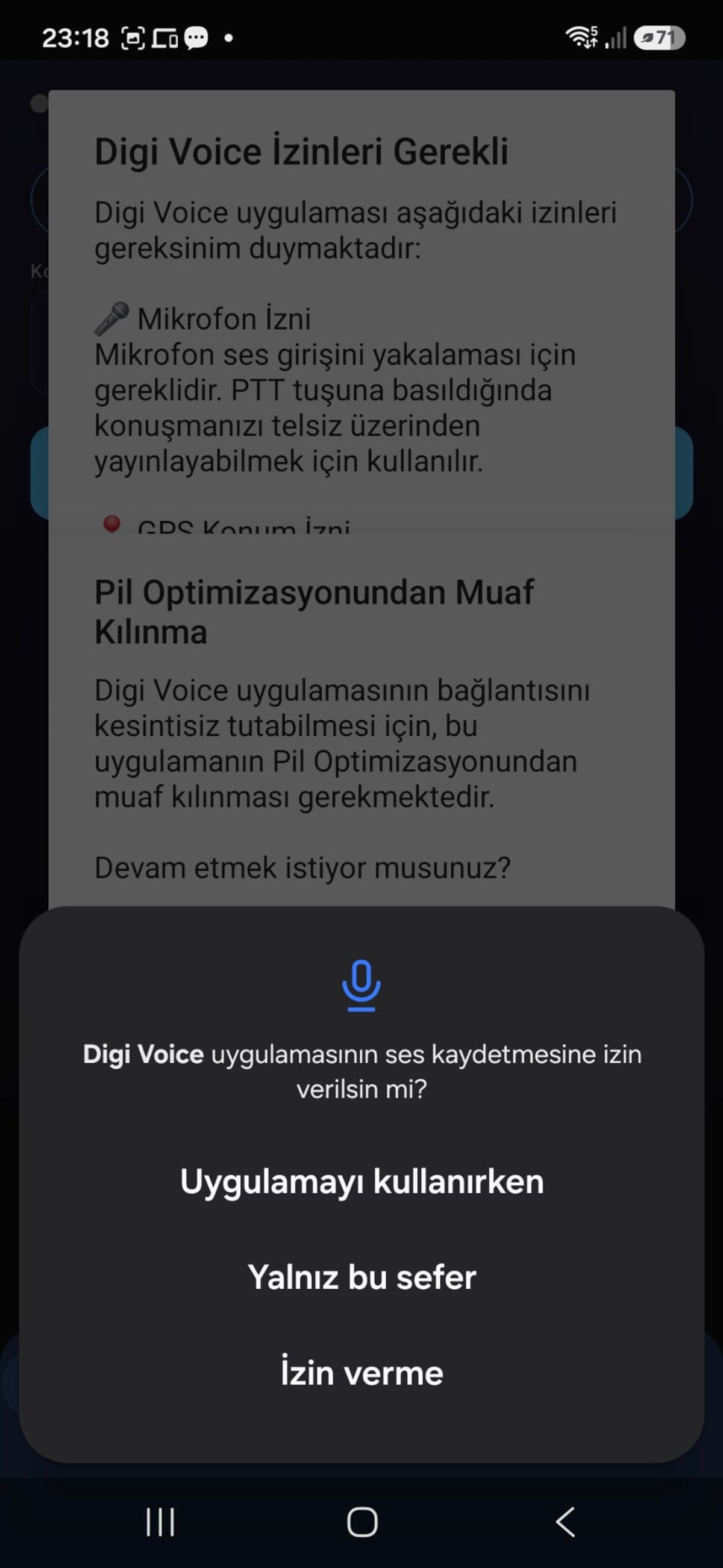 Digi Voice mikrofon izni sorusu