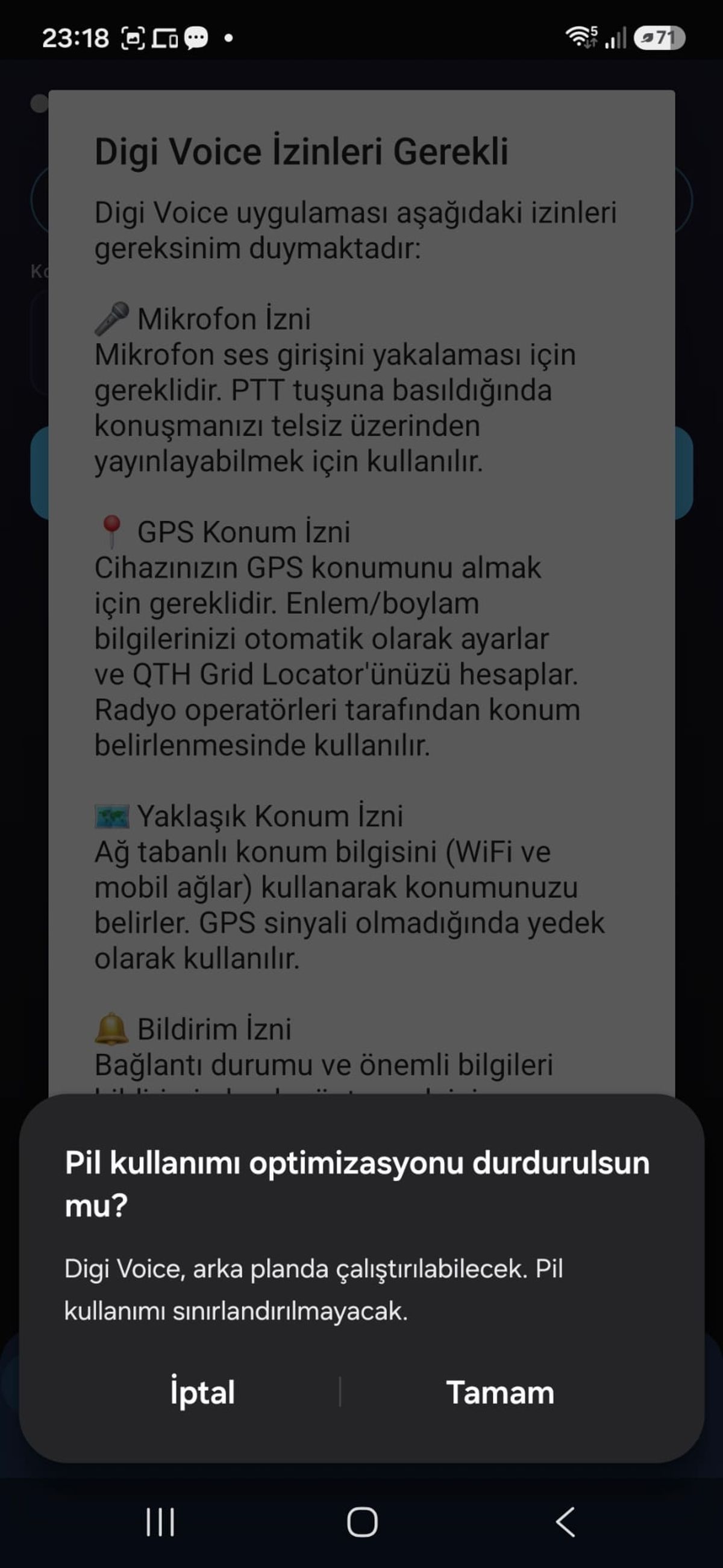 Digi Voice pil kullanımı optimizasyonu durdurma onayı