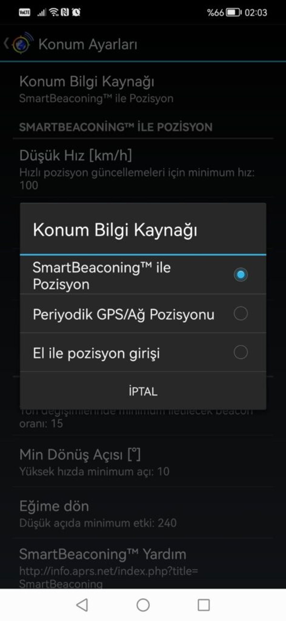 Şekil16 - SmartBeaconing ile Pozisyon